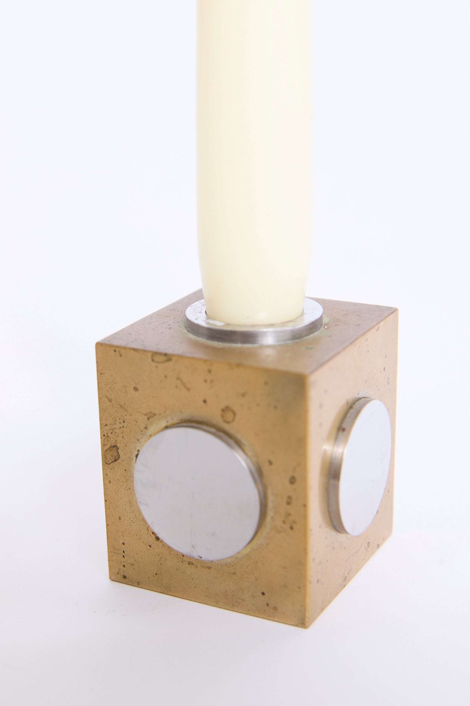 Brass Cube Candlestick