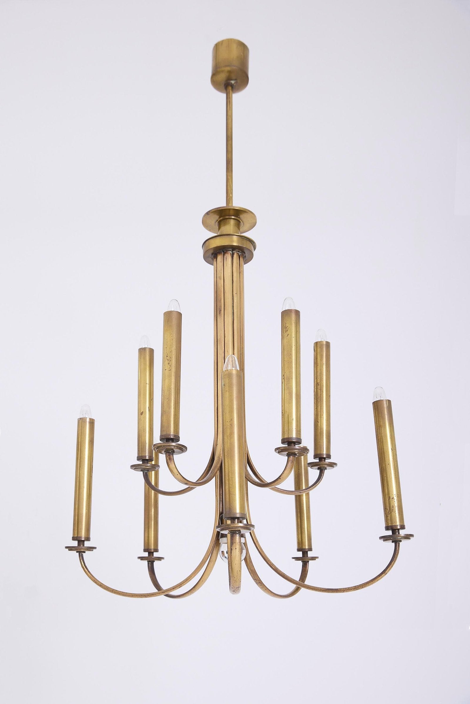 Mid-Century Brass Chandelier by Ulrich Guglielmo