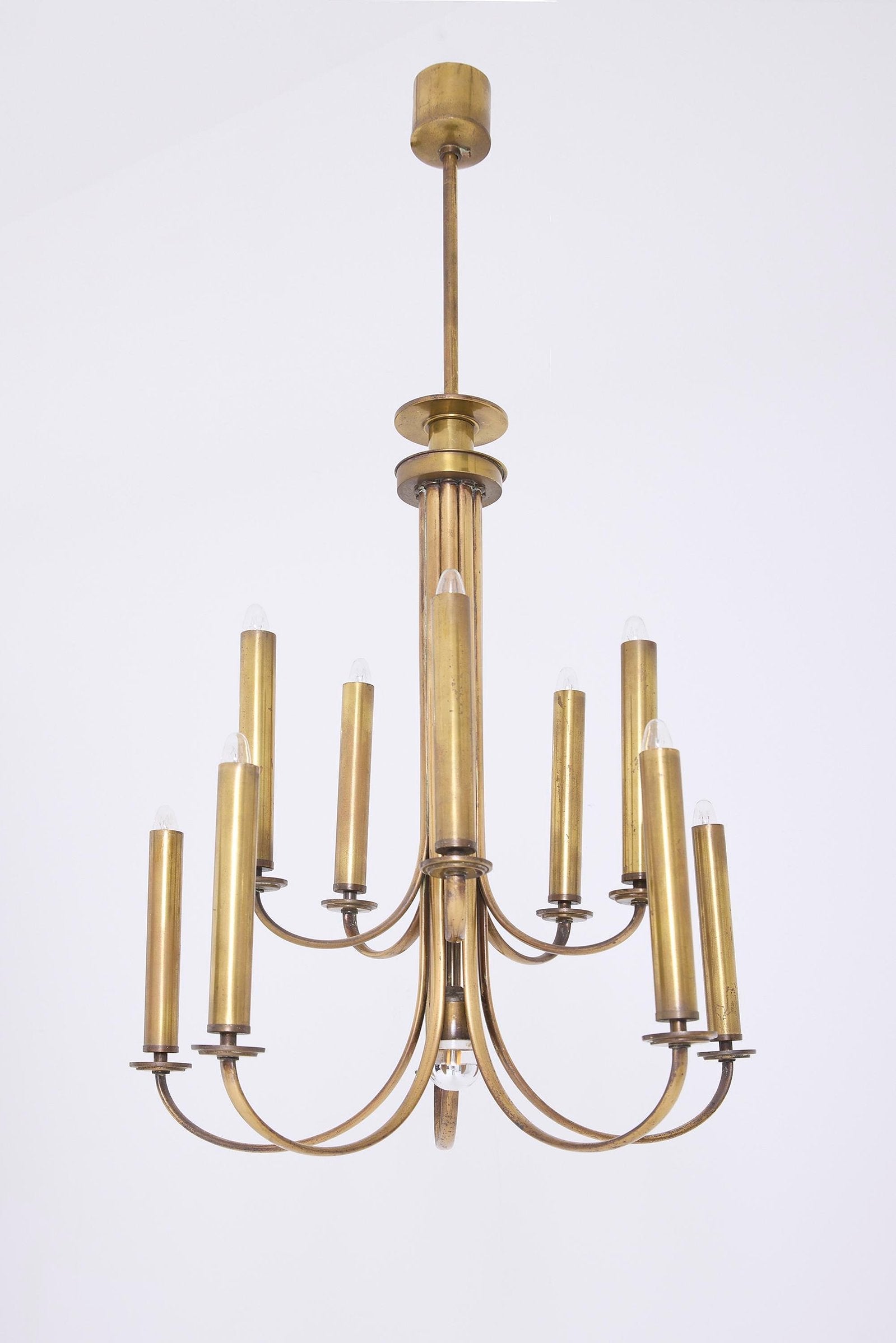 Mid-Century Brass Chandelier by Ulrich Guglielmo
