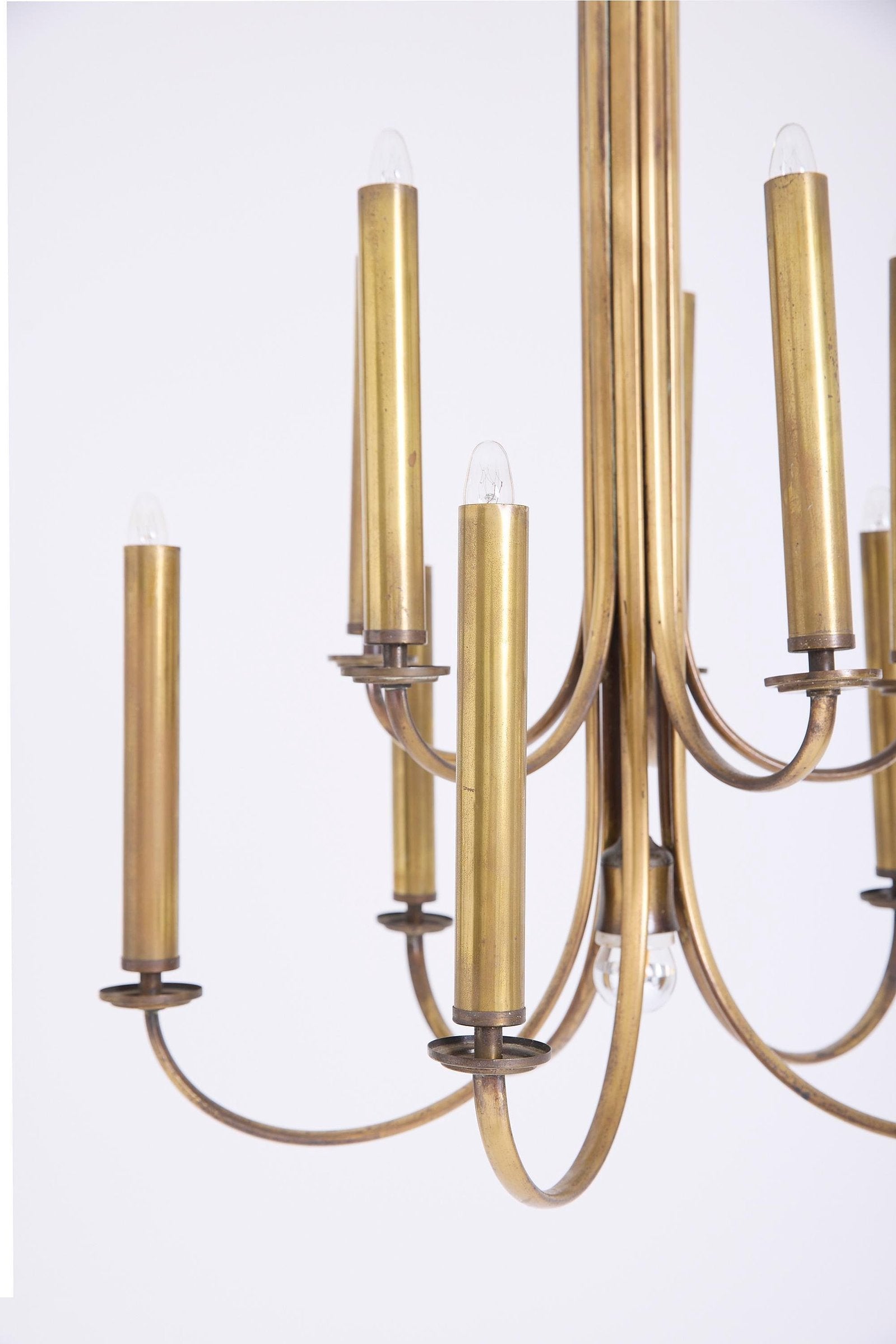 Mid-Century Brass Chandelier by Ulrich Guglielmo
