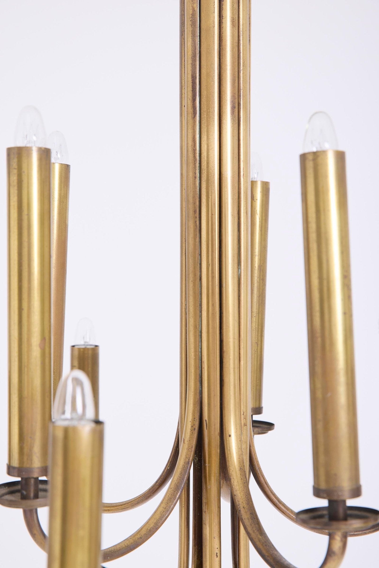 Mid-Century Brass Chandelier by Ulrich Guglielmo