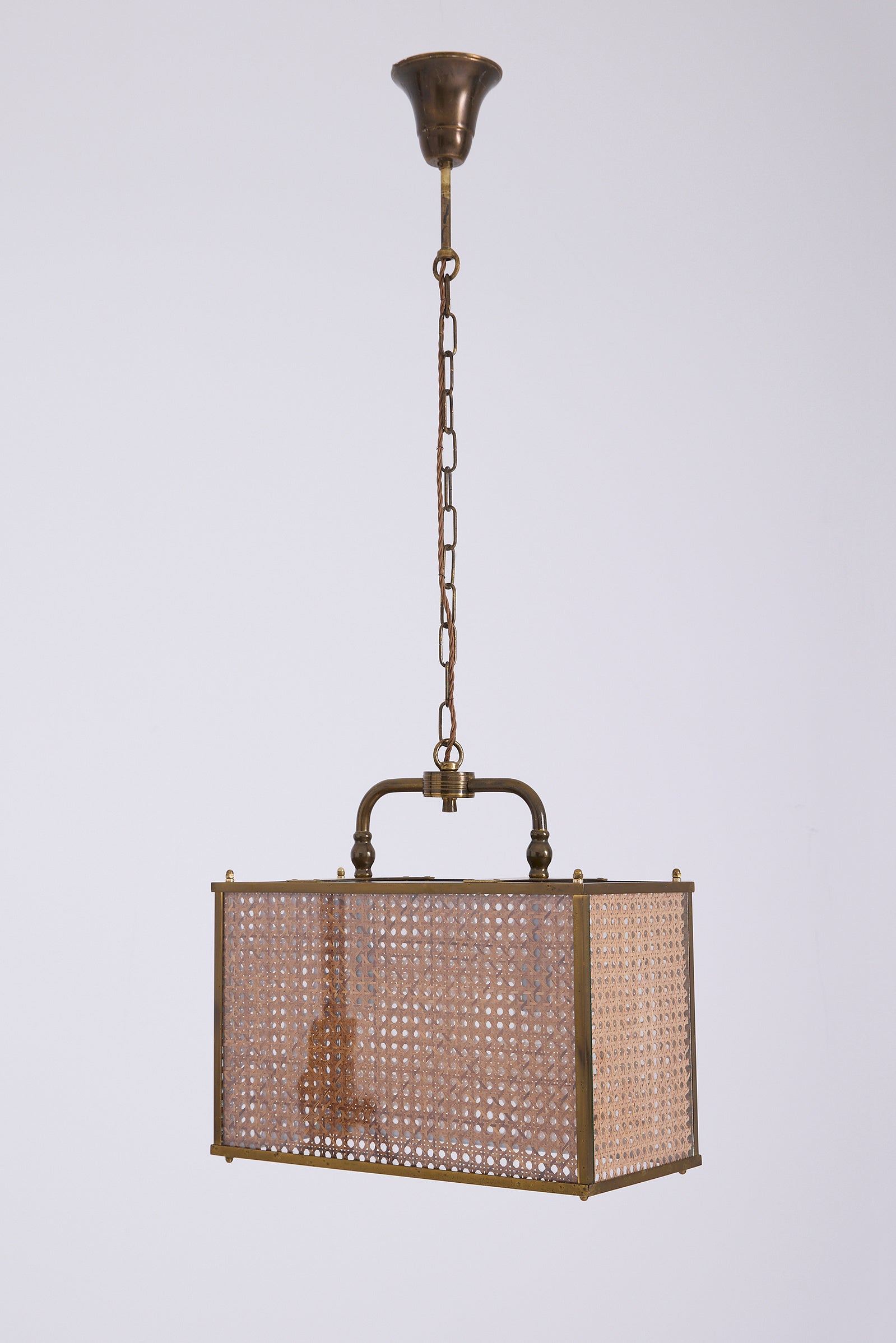 10567- Brass and Cane Lantern