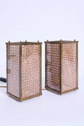 10568- Pair of Brass and Cane Table Lamps
