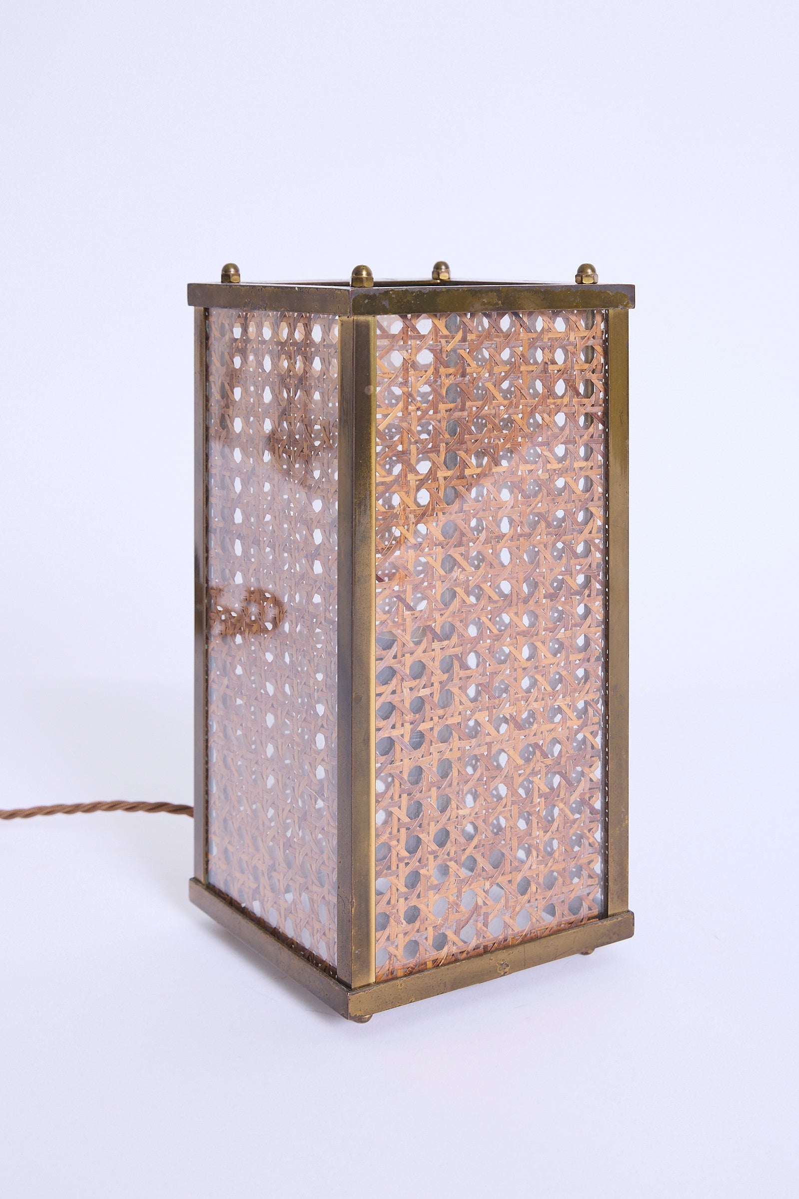 Pair of Brass and Cane Table Lamps