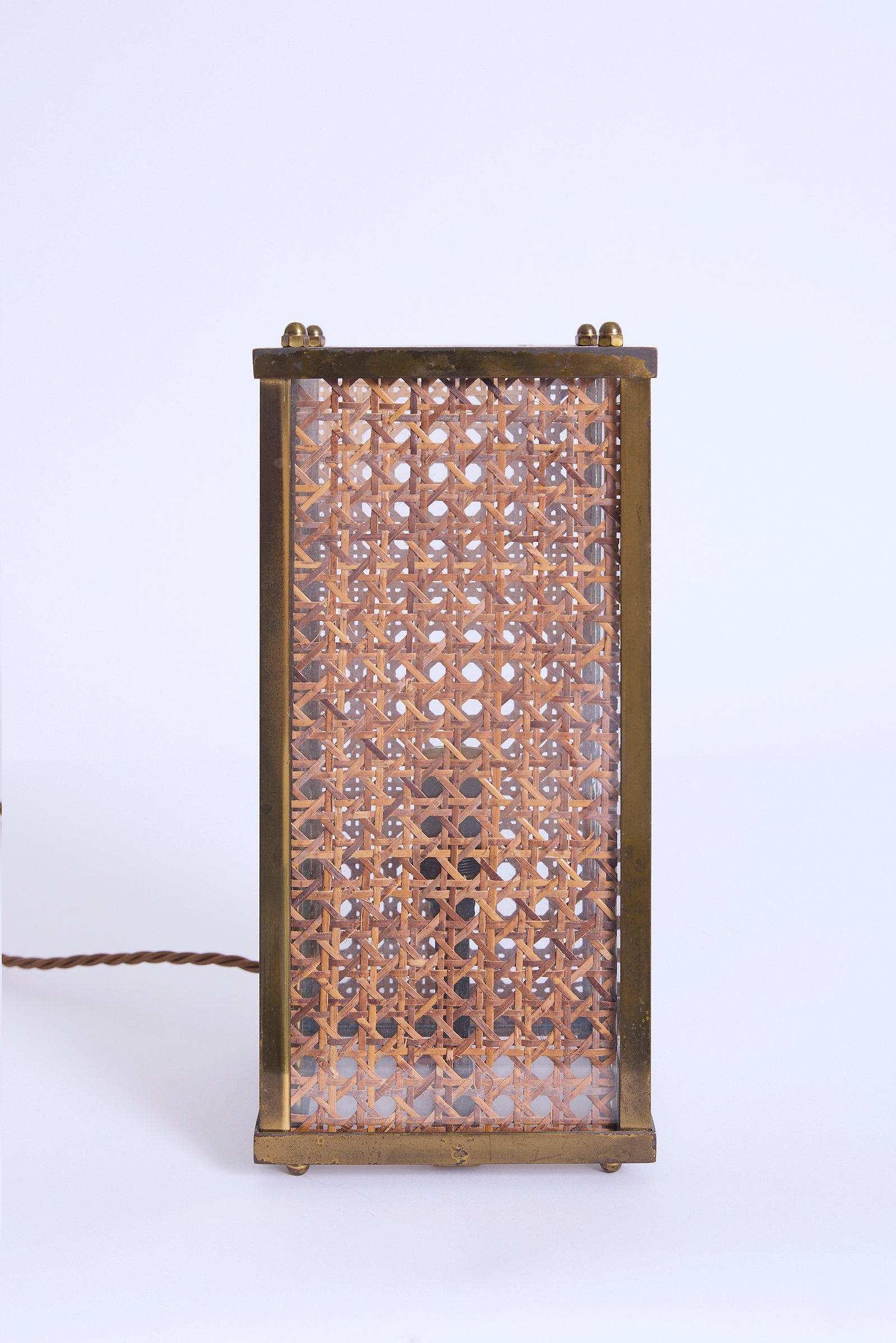 Pair of Brass and Cane Table Lamps