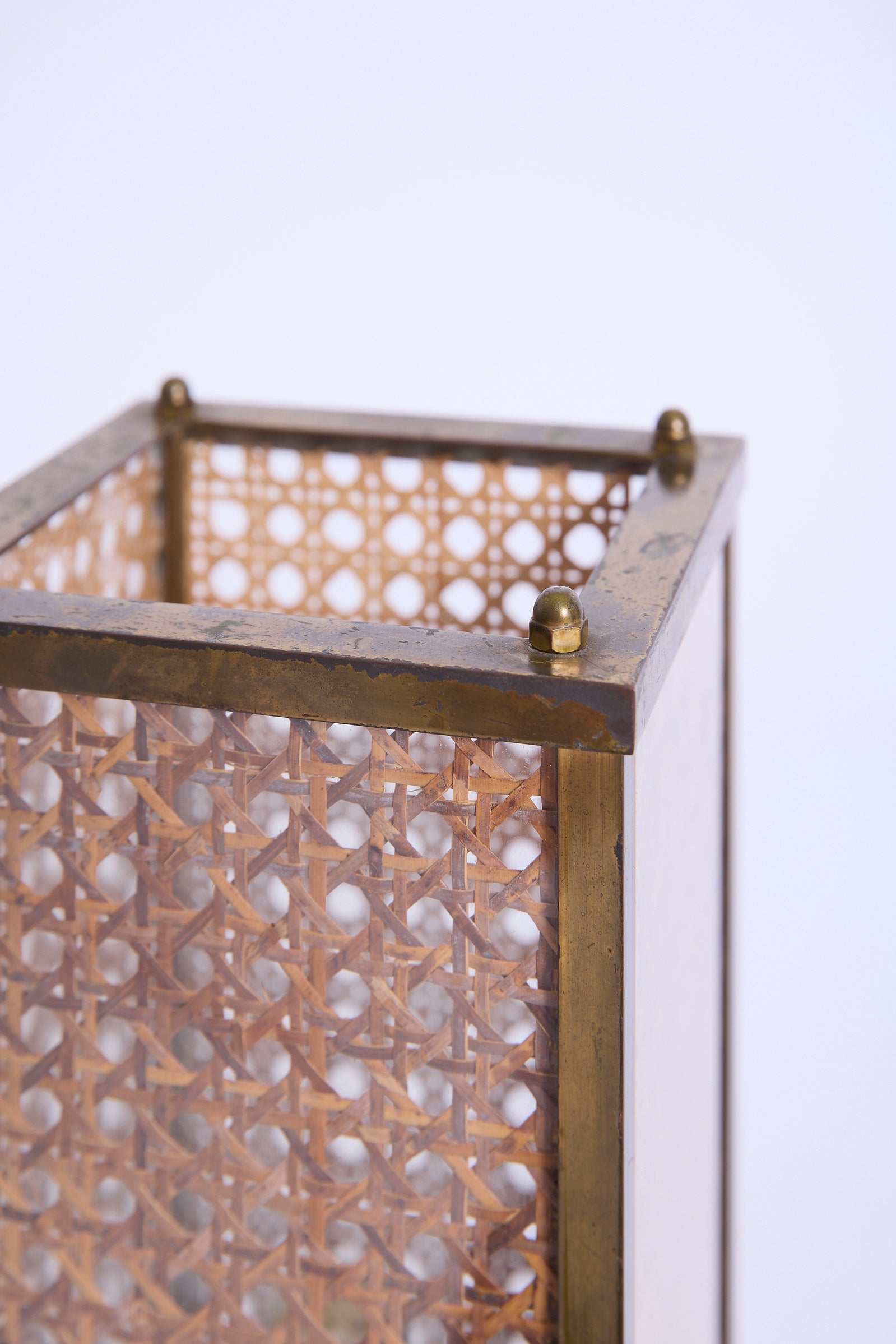 Pair of Brass and Cane Table Lamps