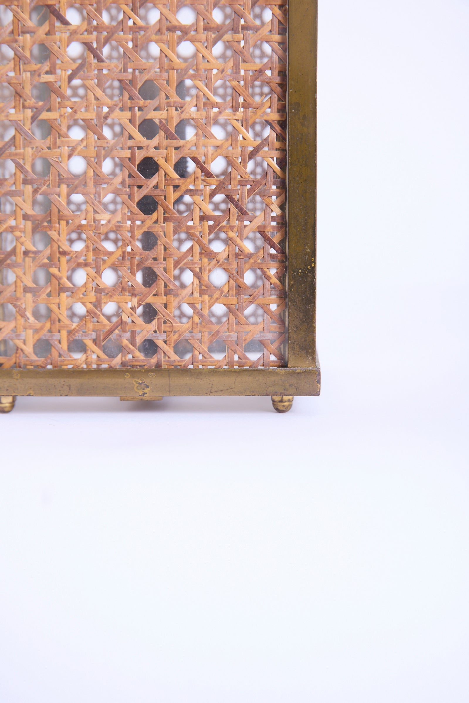Pair of Brass and Cane Table Lamps