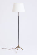 10593- Faux Leather and Brass Floor Lamp