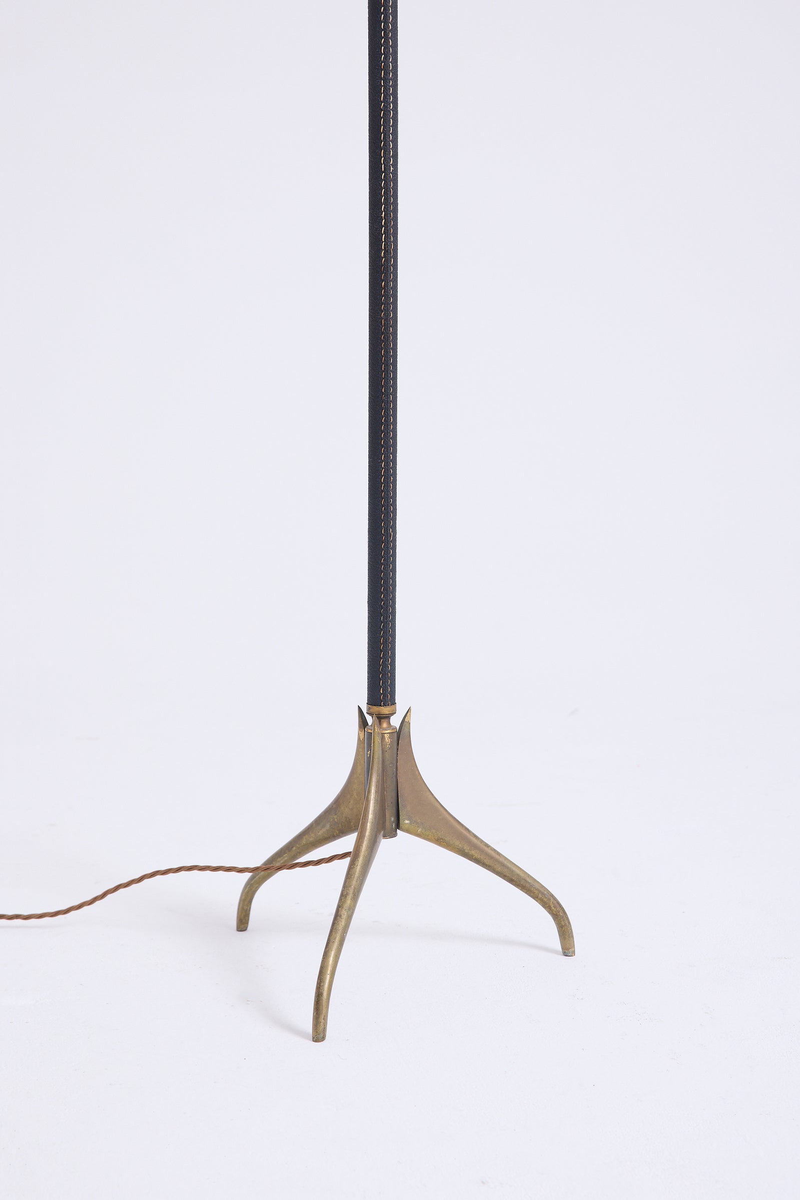 Faux Leather and Brass Floor Lamp