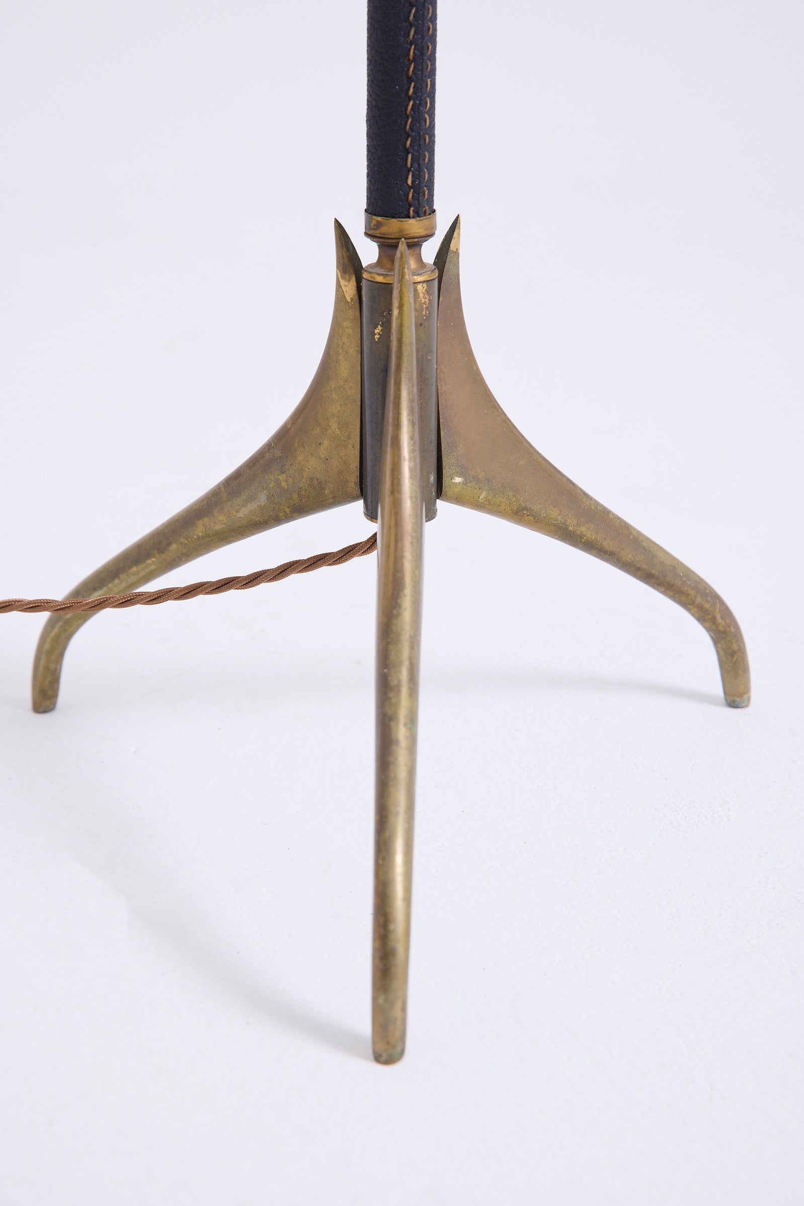 Faux Leather and Brass Floor Lamp