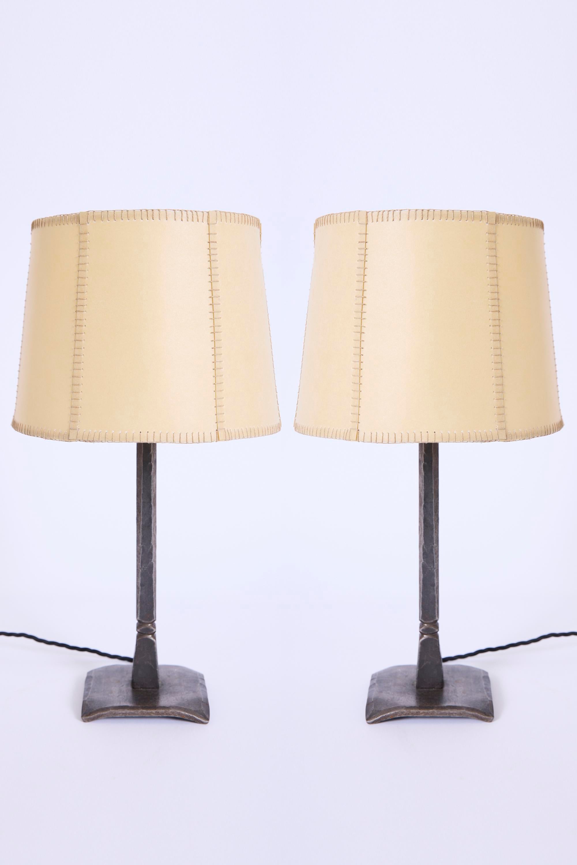 Pair of Forged Iron Table Lamps