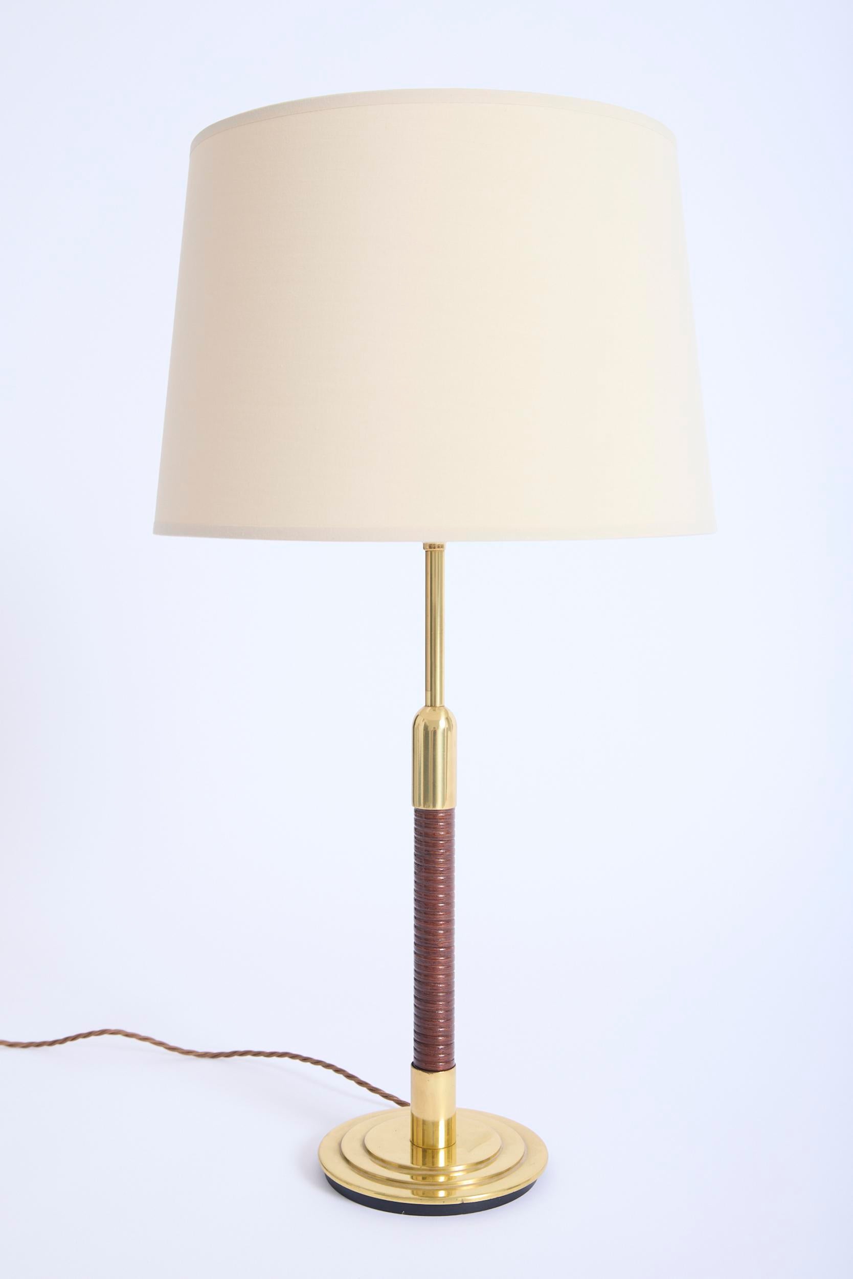 Pair of Brass and Rattan Table Lamps
