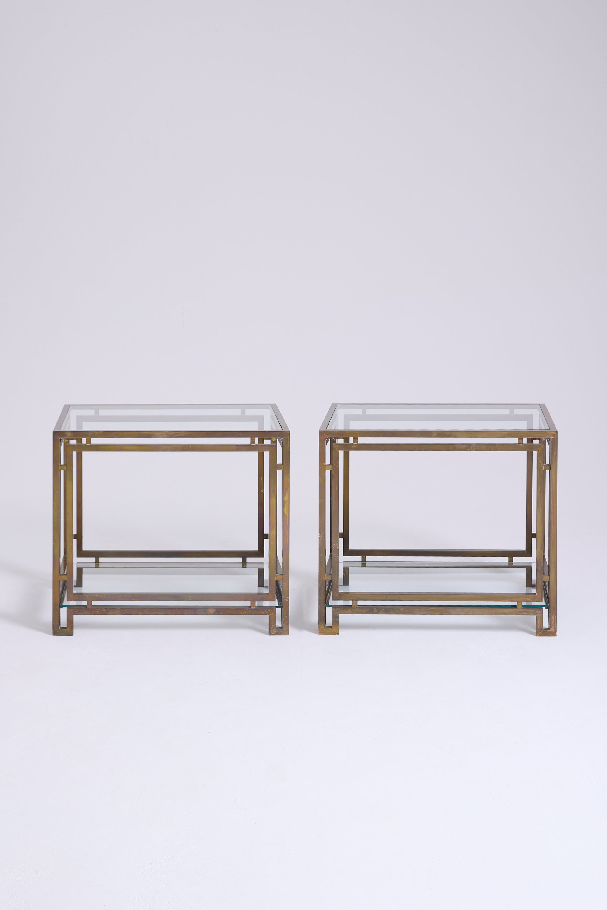 Pair of Brass and Glass Side Tables