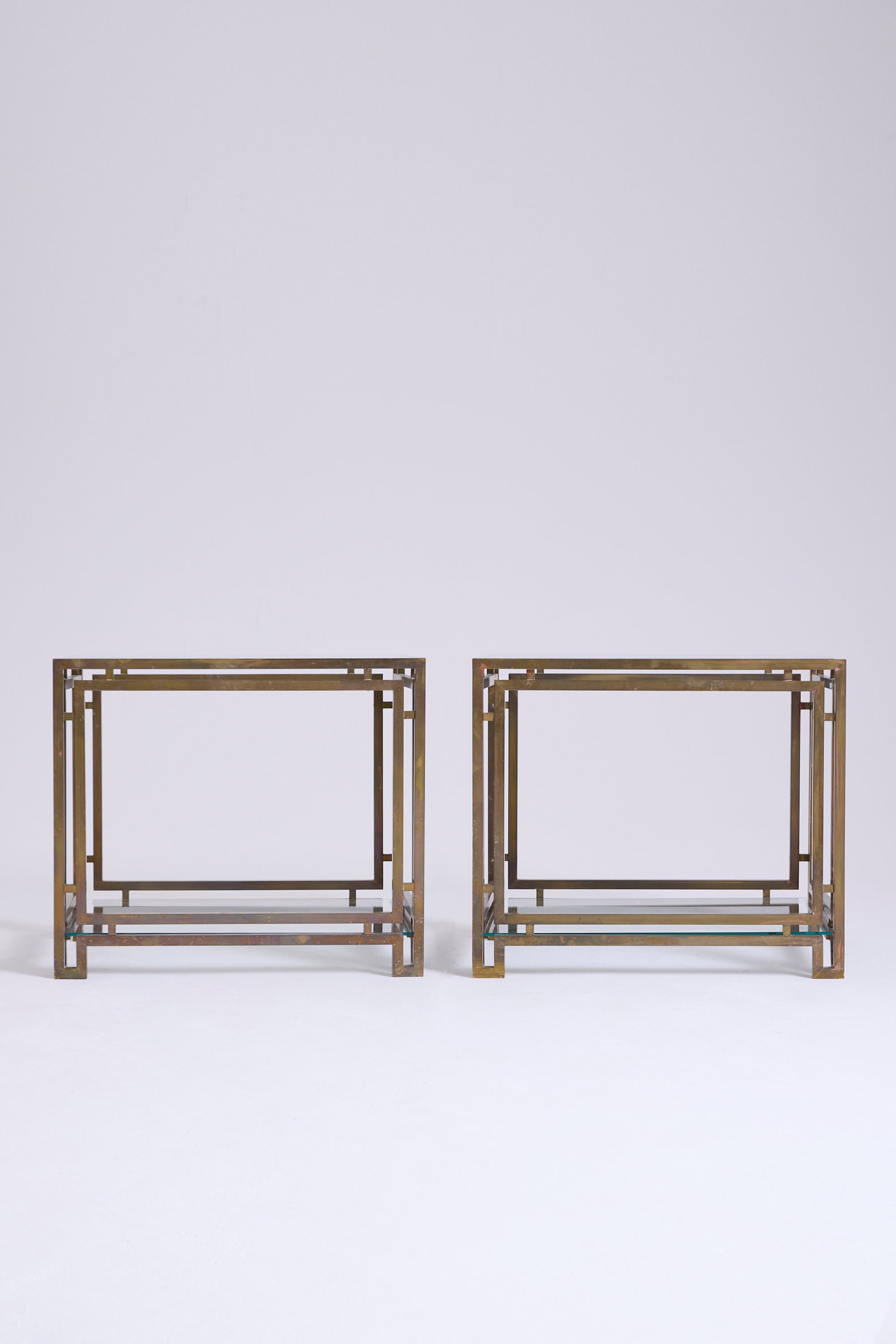 Pair of Brass and Glass Side Tables