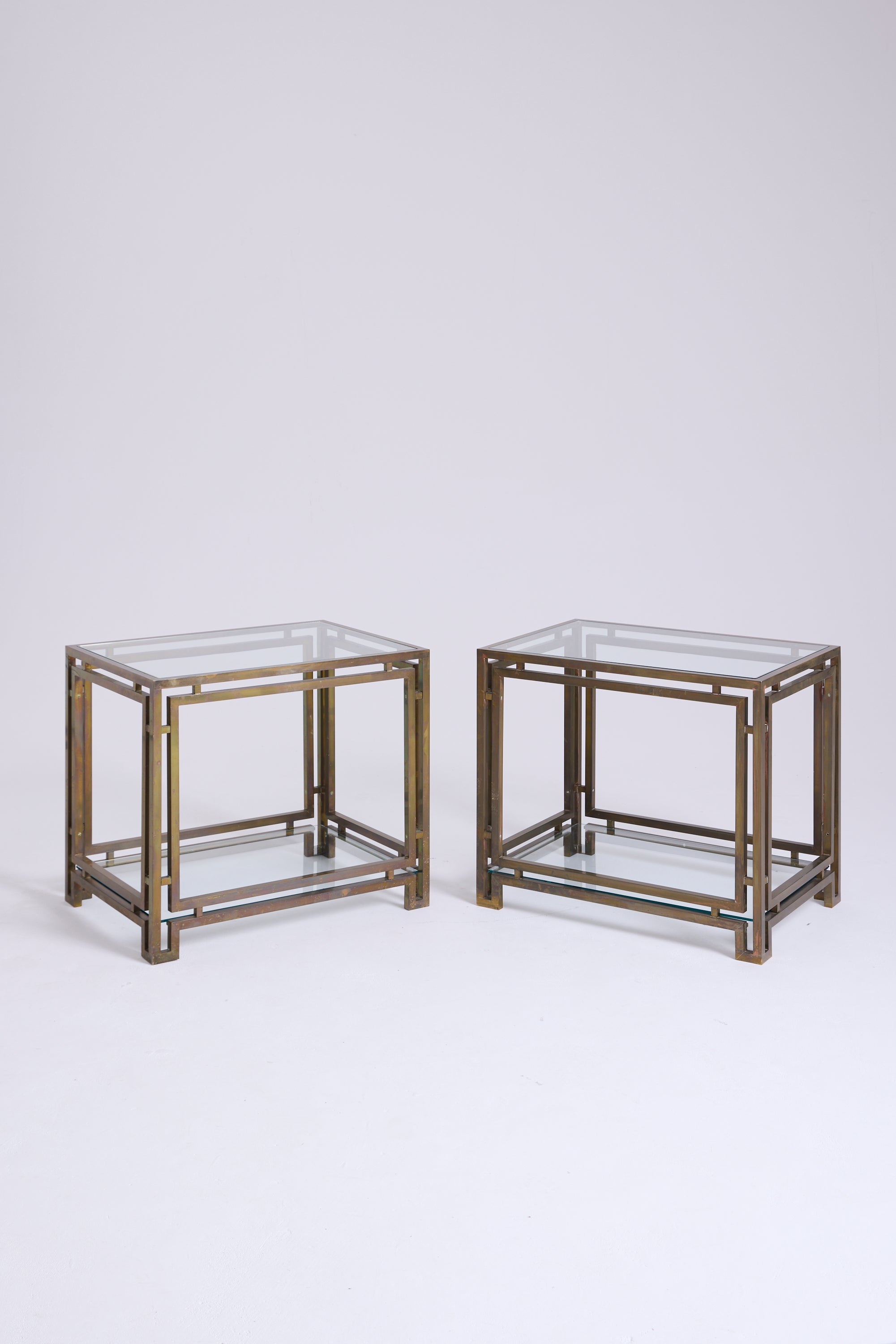 Pair of Brass and Glass Side Tables