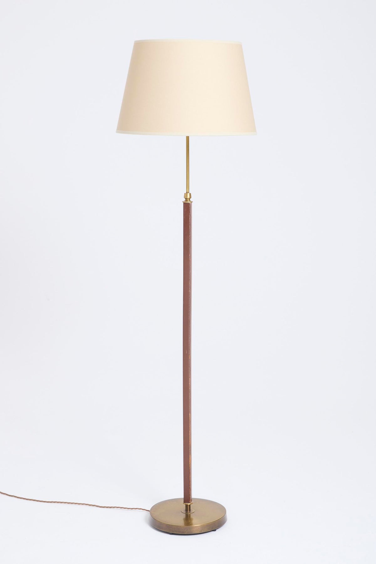 Faux Leather and Brass Floor Lamp