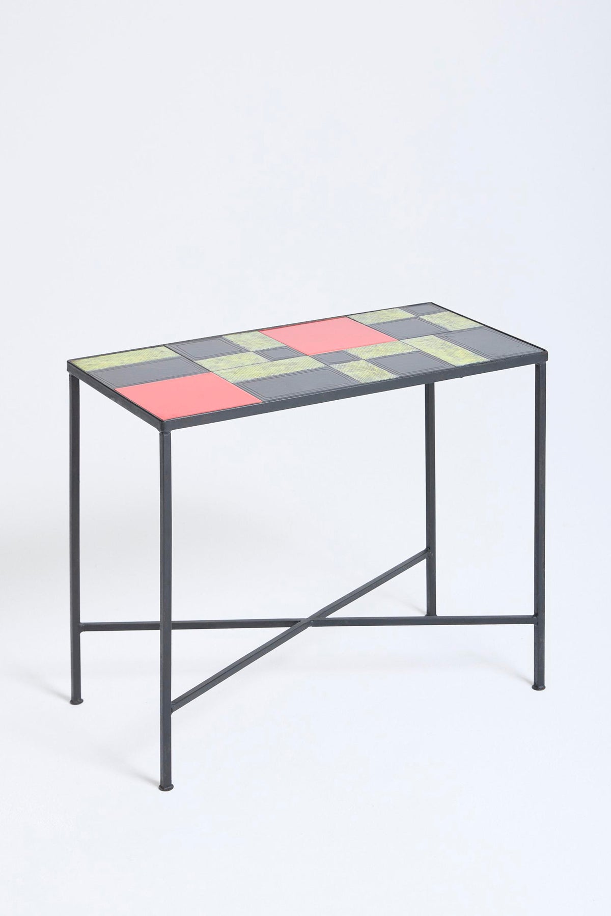 Ceramic Top Side Table att. to Les Frères Cloutiers