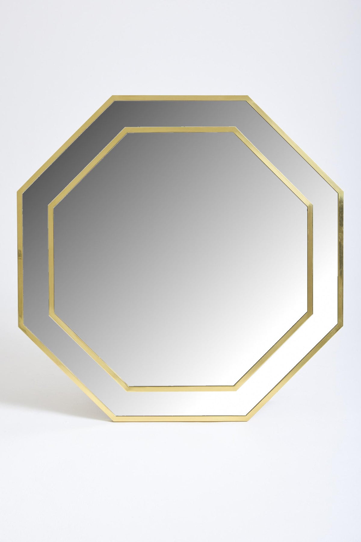 Very Large Octagonal Brass Mirror
