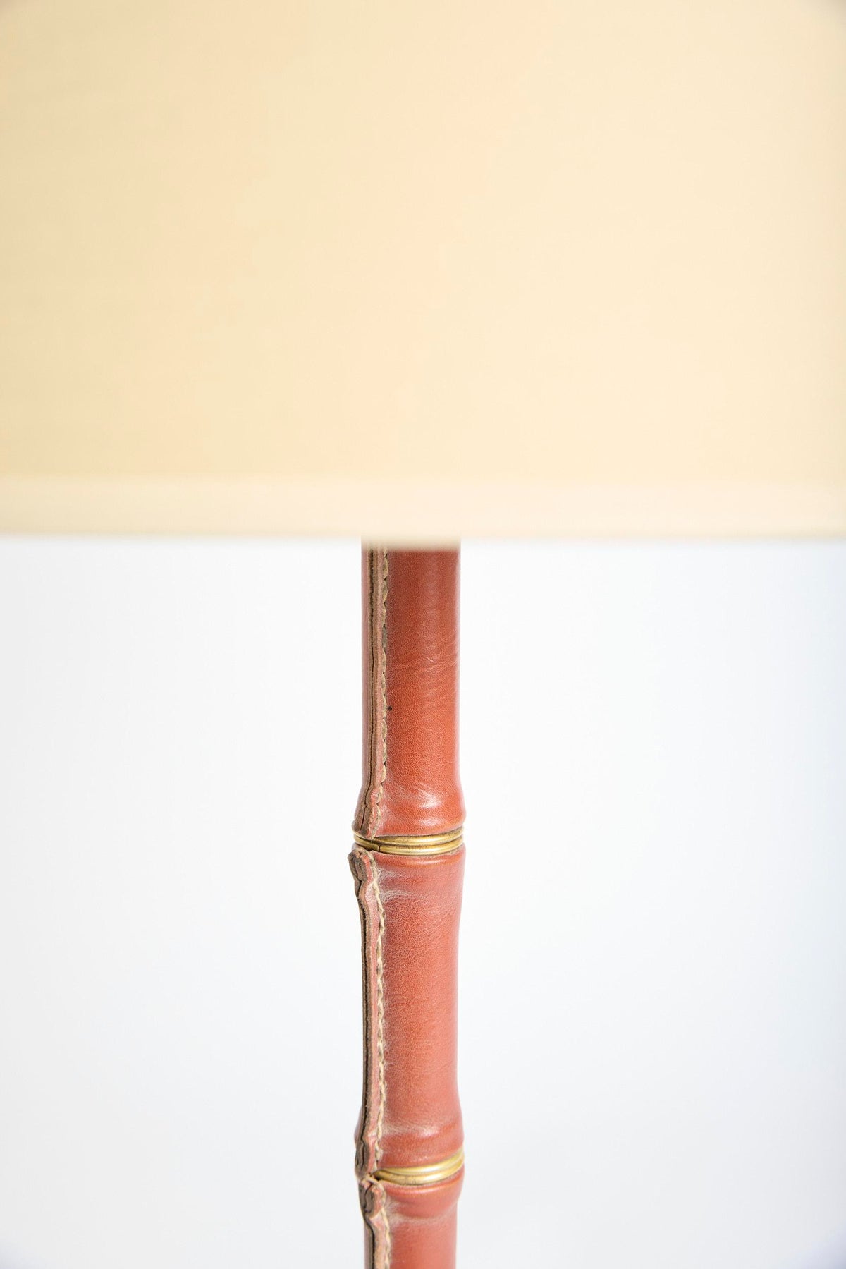 Pair of Brown Leather Table Lamps by Jacques Adnet