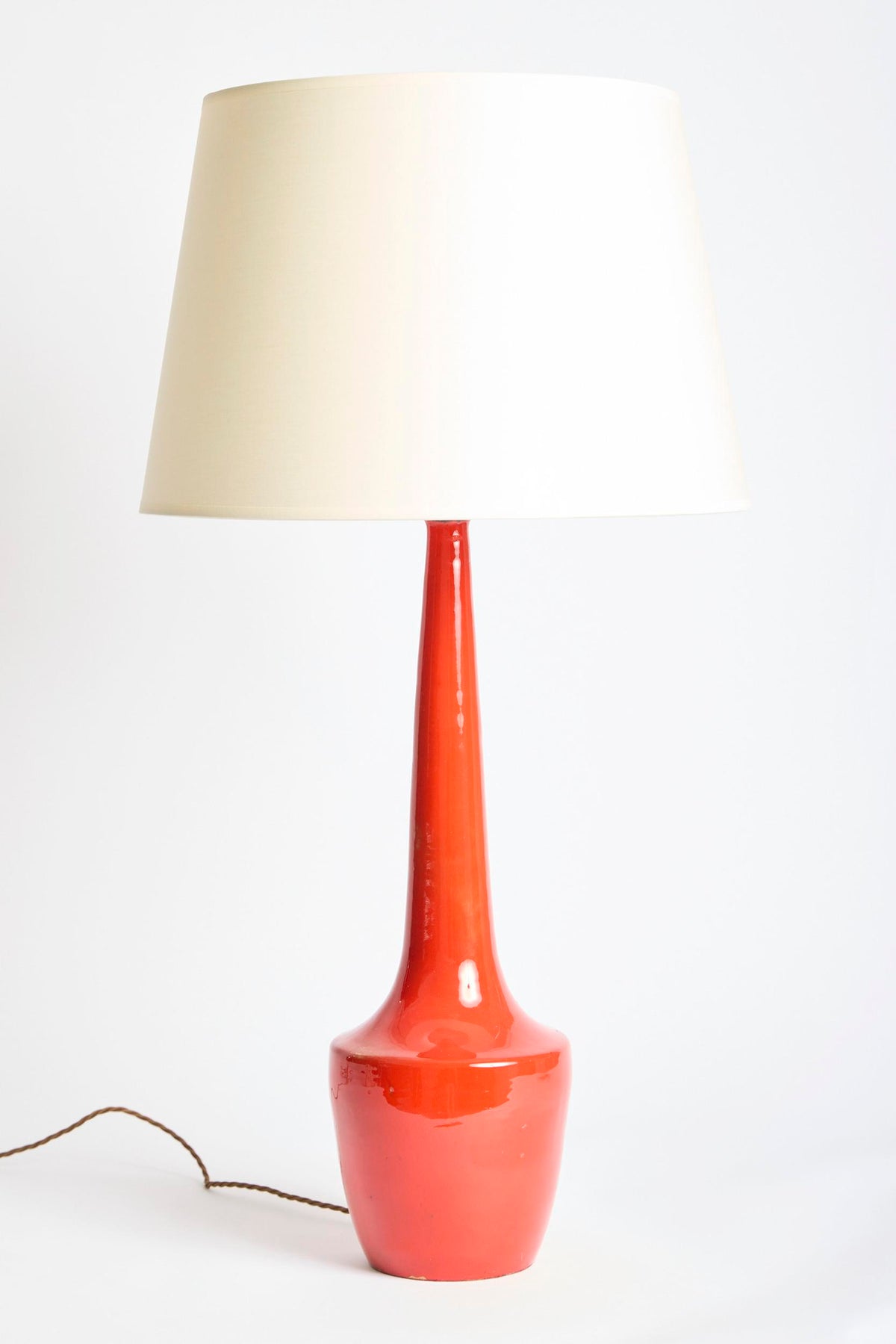 Red Ceramic Table Lamp, Vallauris