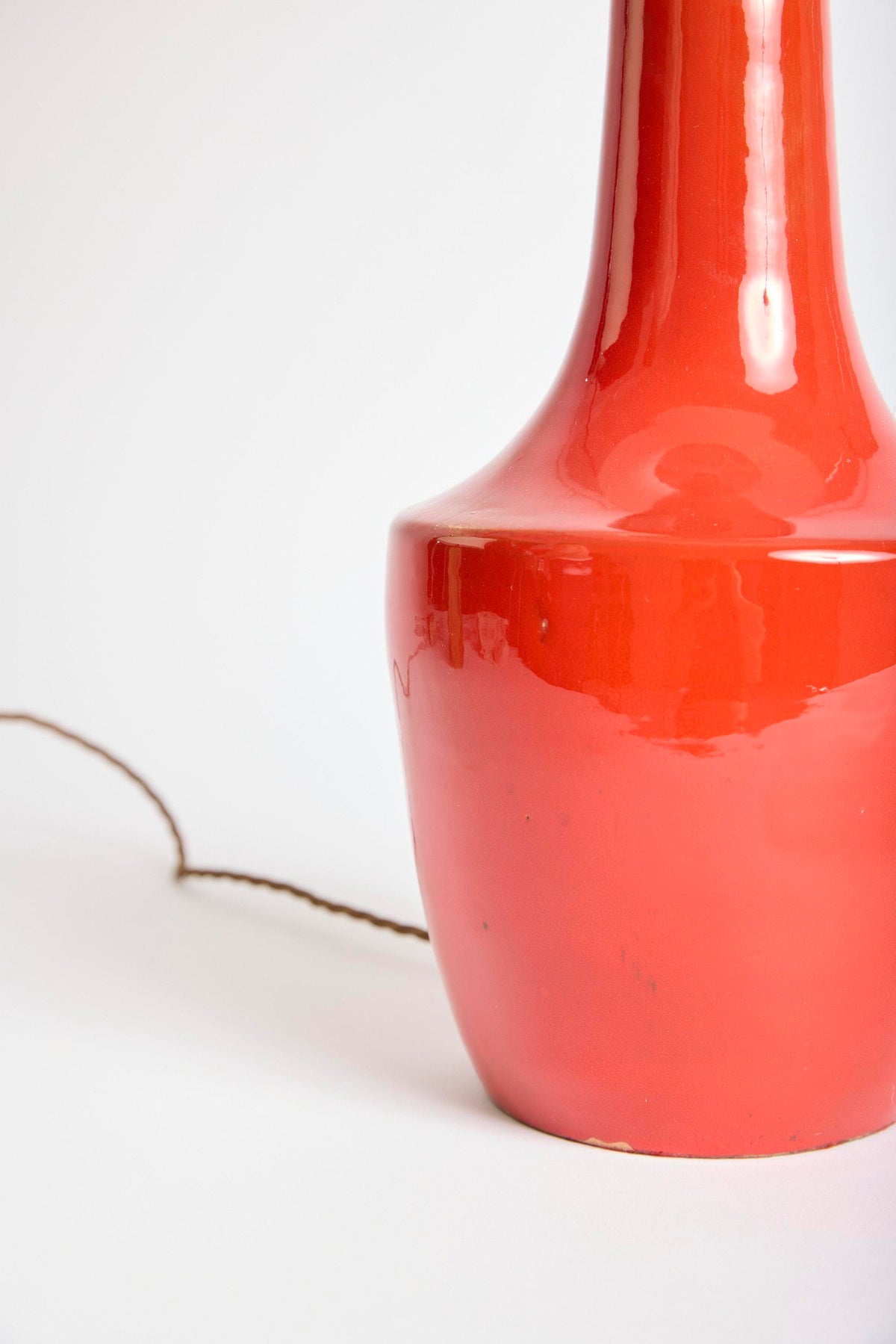 Red Ceramic Table Lamp, Vallauris