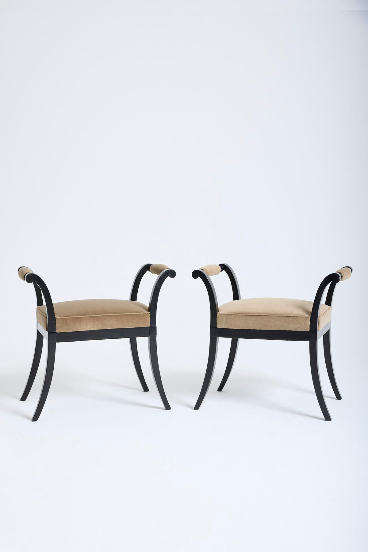 Pair of 1940s Ebonised Stools