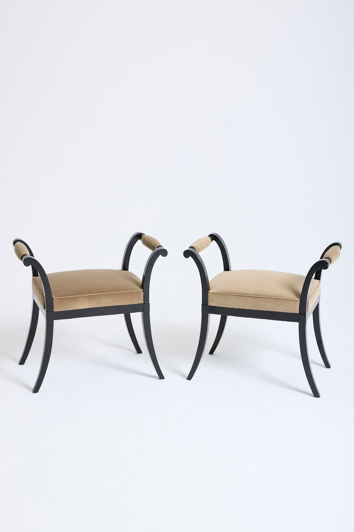 Pair of 1940s Ebonised Stools