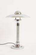 7851- Art Deco Nickel and Glass Table Lamp