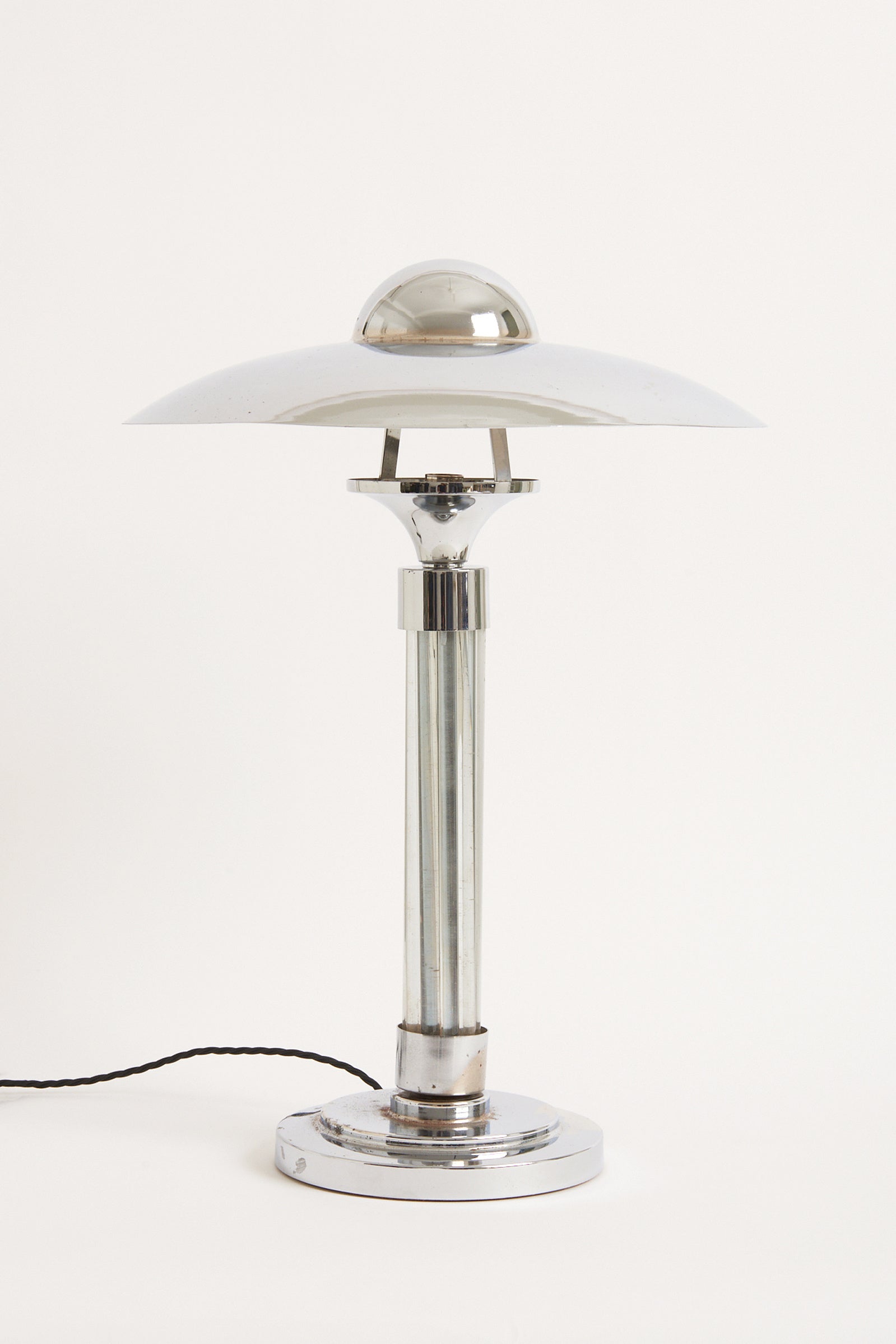 7851- Art Deco Nickel and Glass Table Lamp