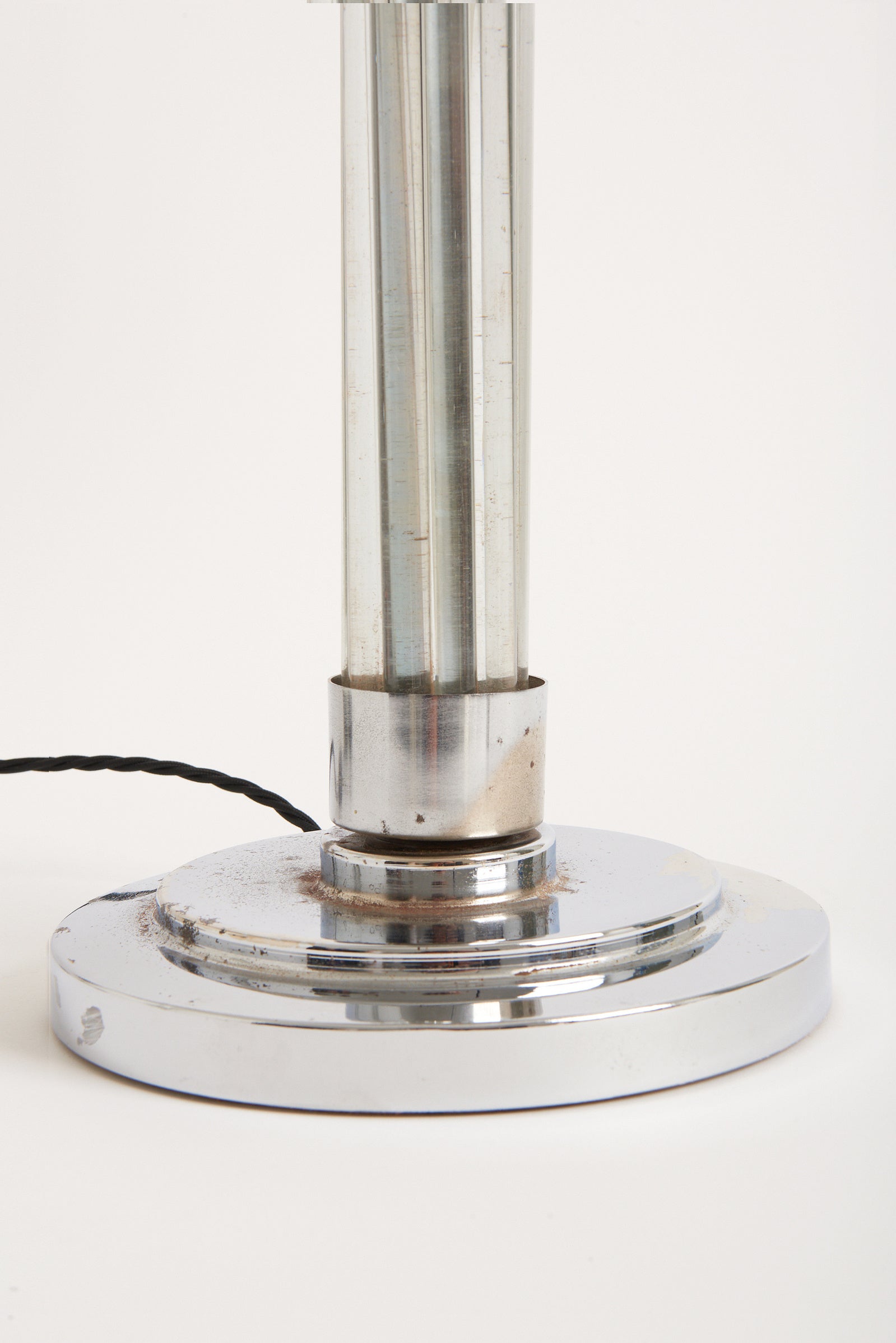 Art Deco Nickel and Glass Table Lamp