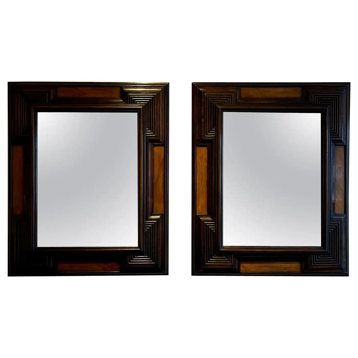 9079- Pair of Italian Walnut Mirrors