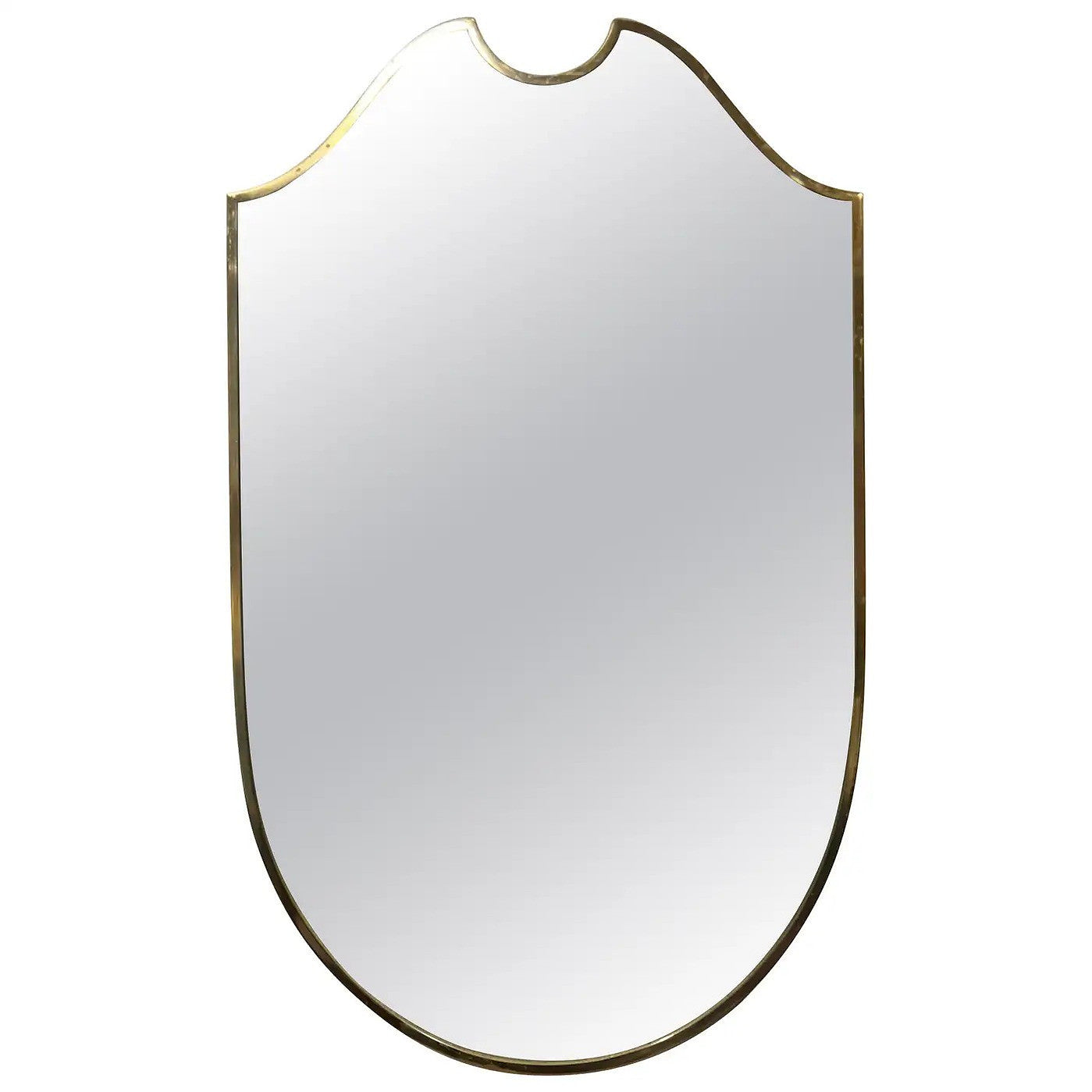 9654- Mid-Century Brass Shield Mirror