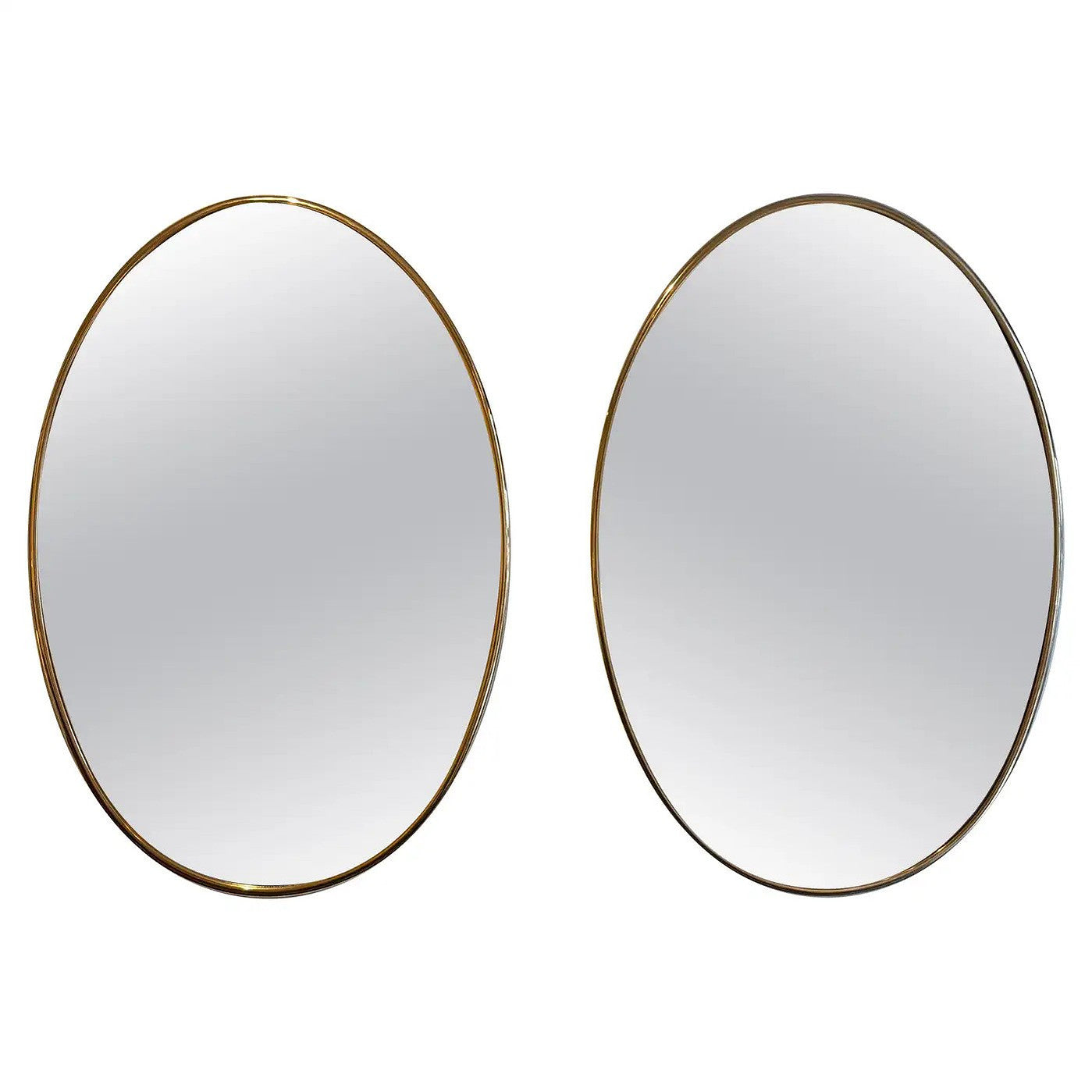10073- Pair of Brass Oval Mirrors
