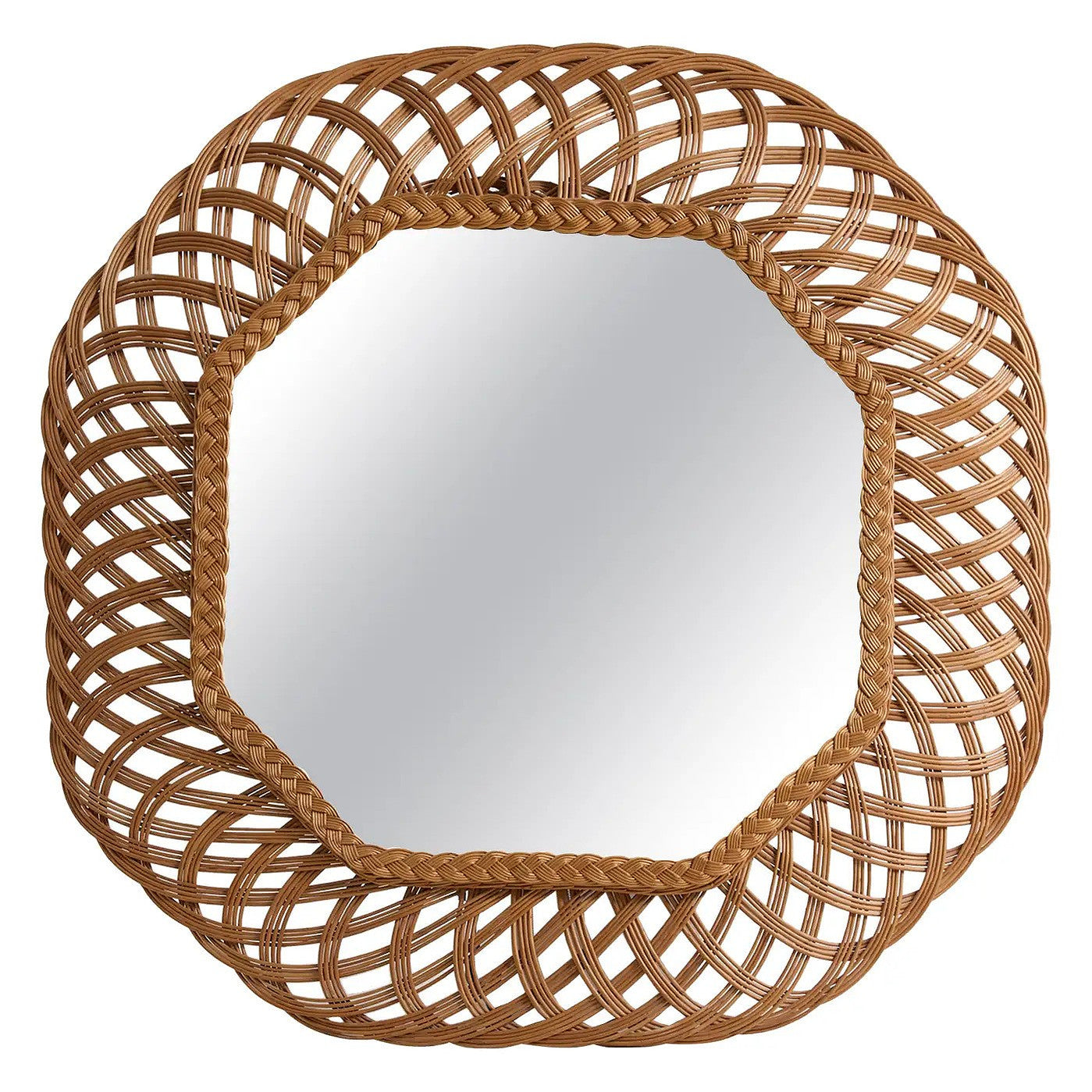 10168- Large Octagonal Wicker Mirror