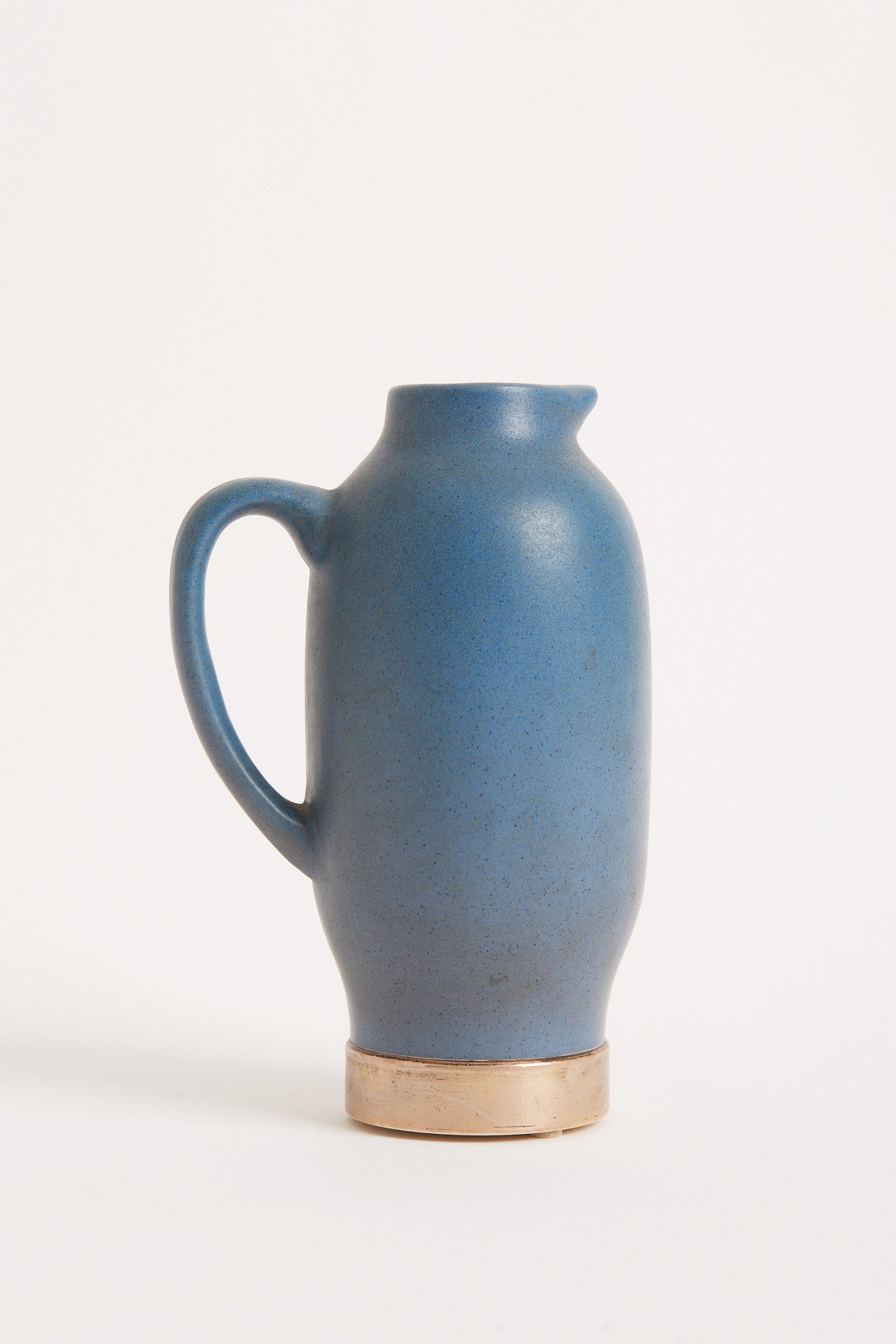 5076- Silver Mounted Blue Ceramic Jug