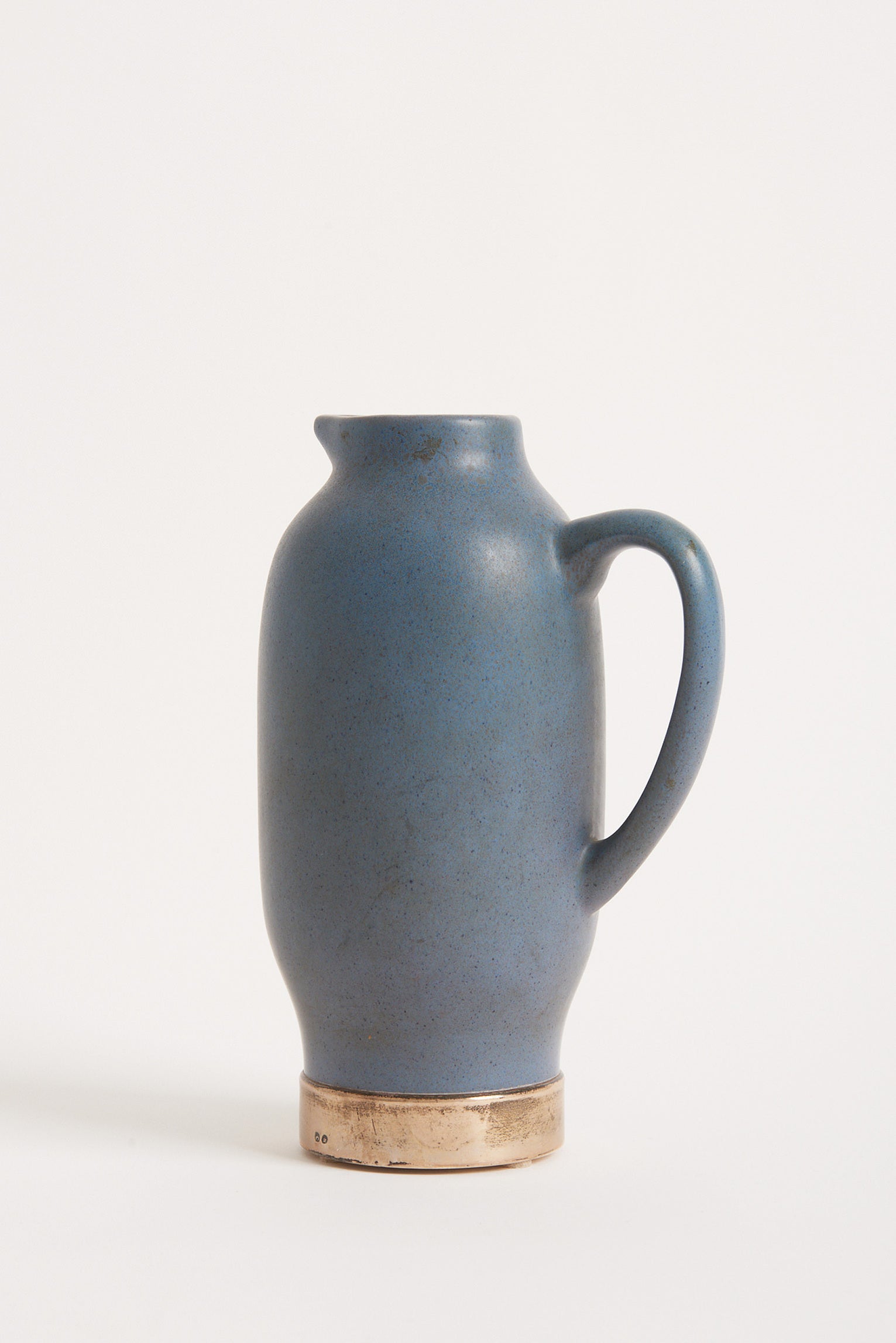 Silver Mounted Blue Ceramic Jug