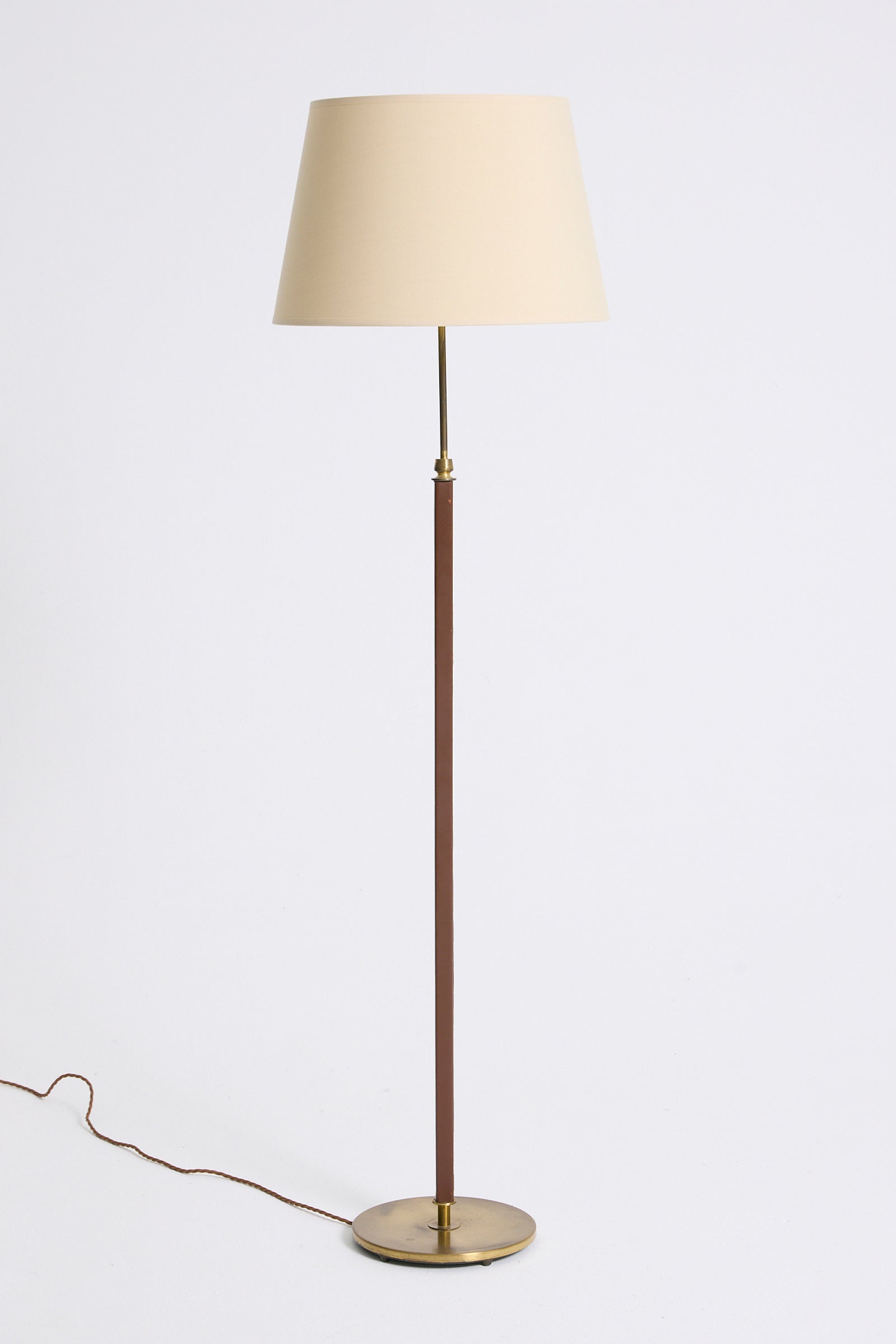 6696- Brown Leather Floor Lamp
