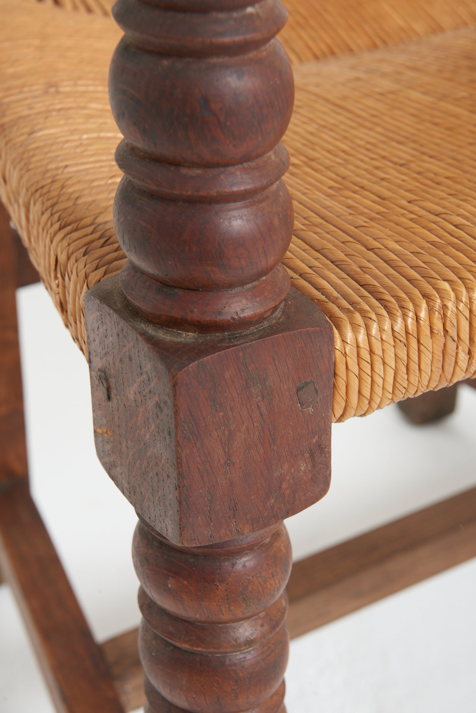 Pair of Oak and Rush Armchairs