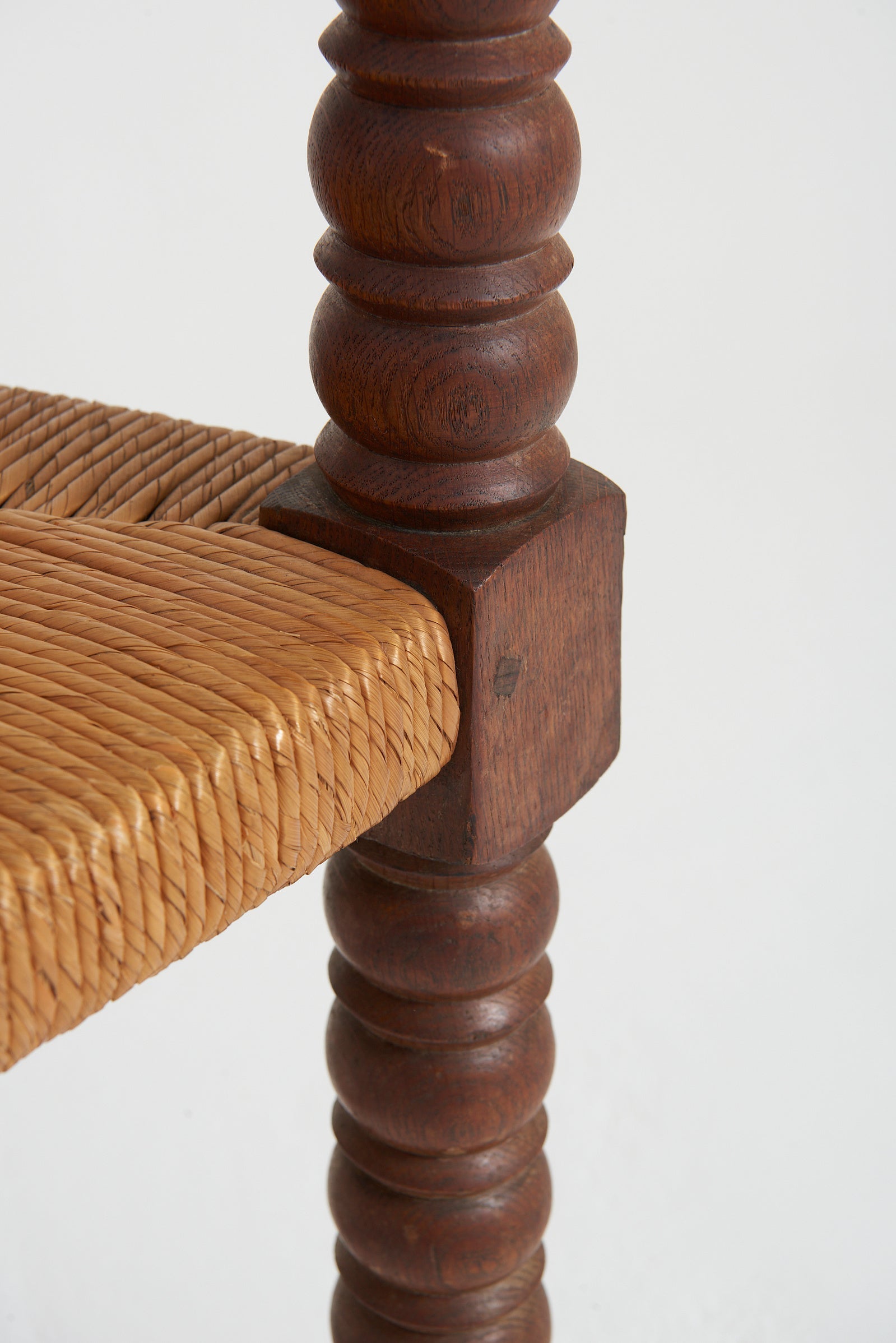 Pair of Oak and Rush Armchairs