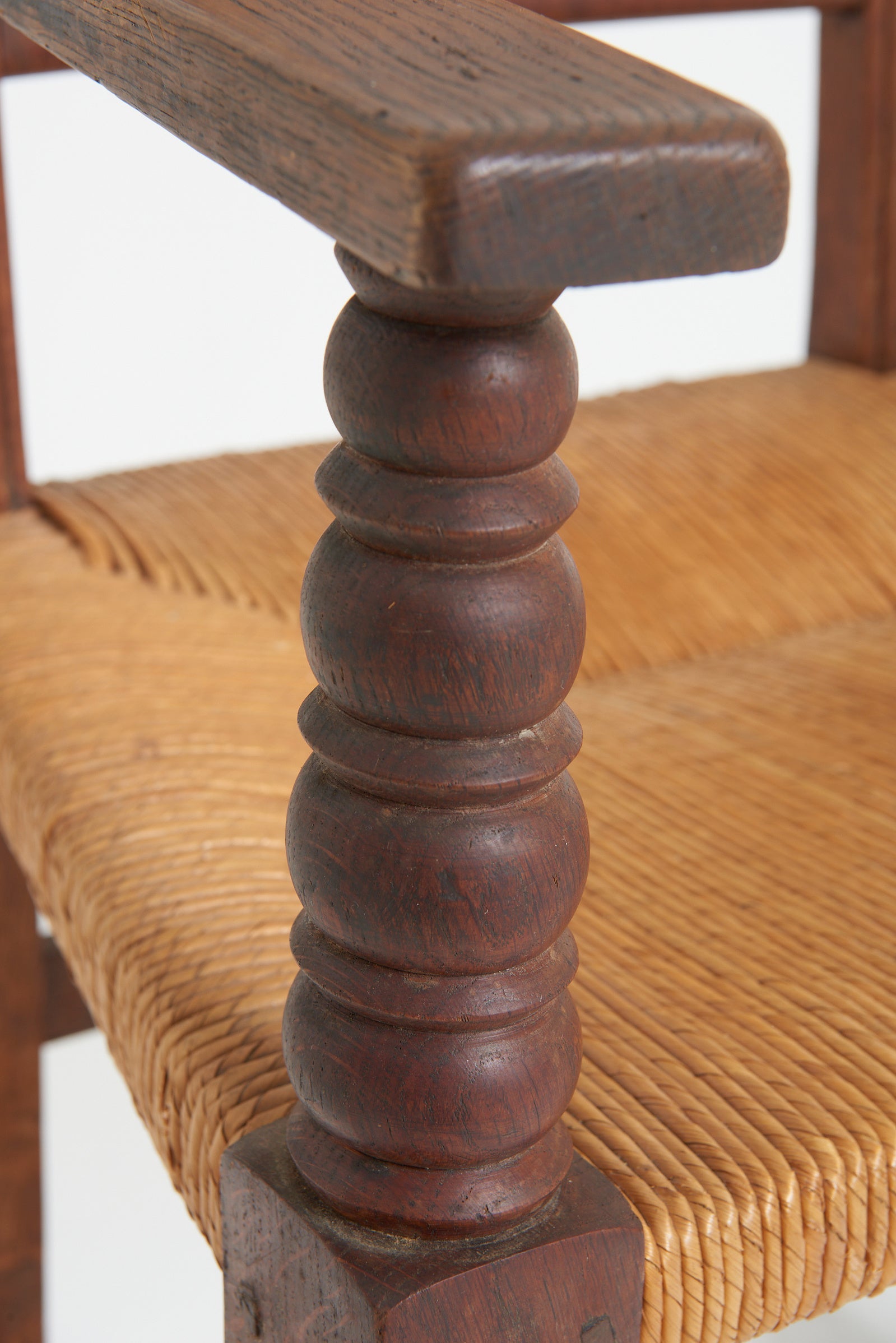 Pair of Oak and Rush Armchairs