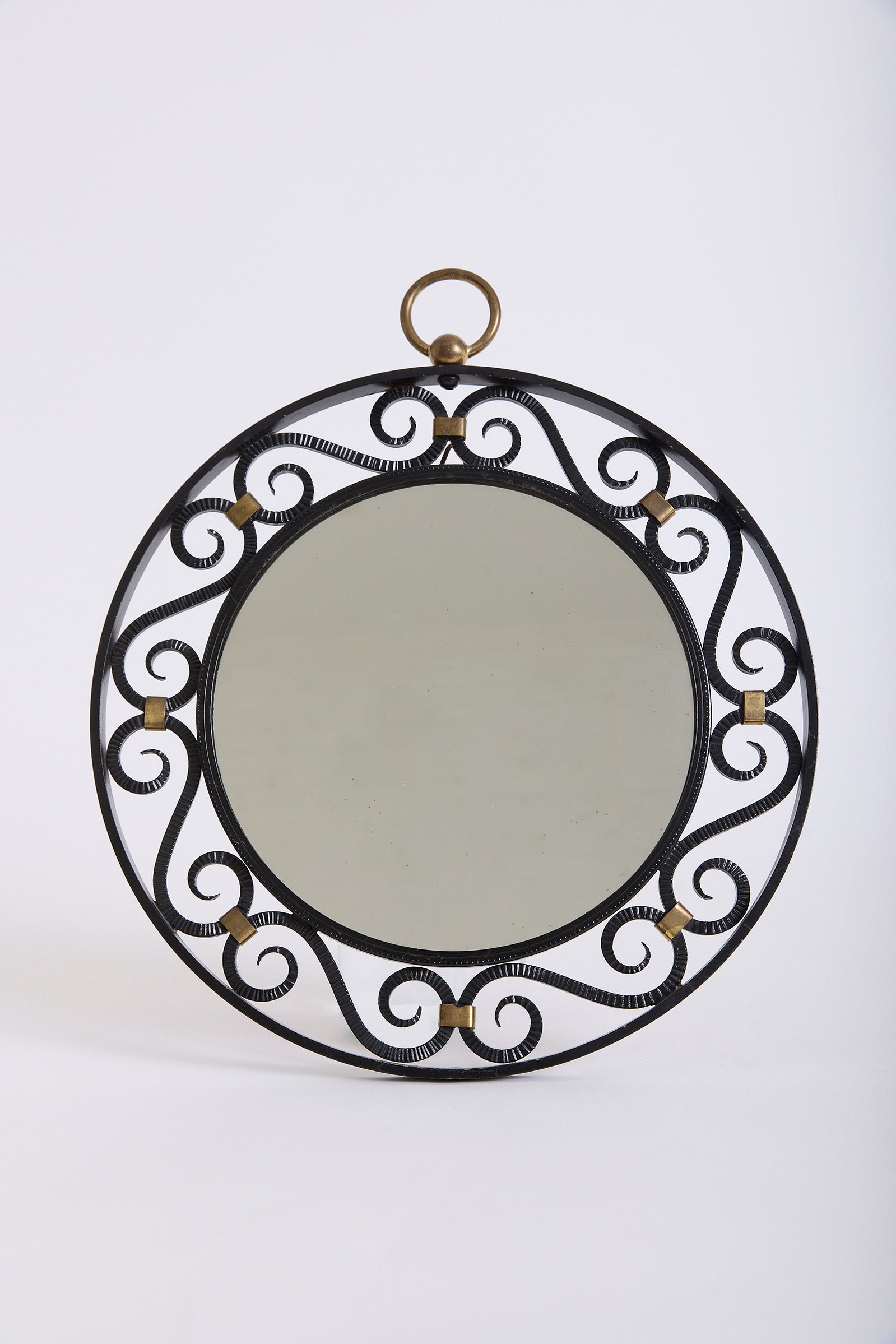 6829- Wrought Iron and Brass Mirror
