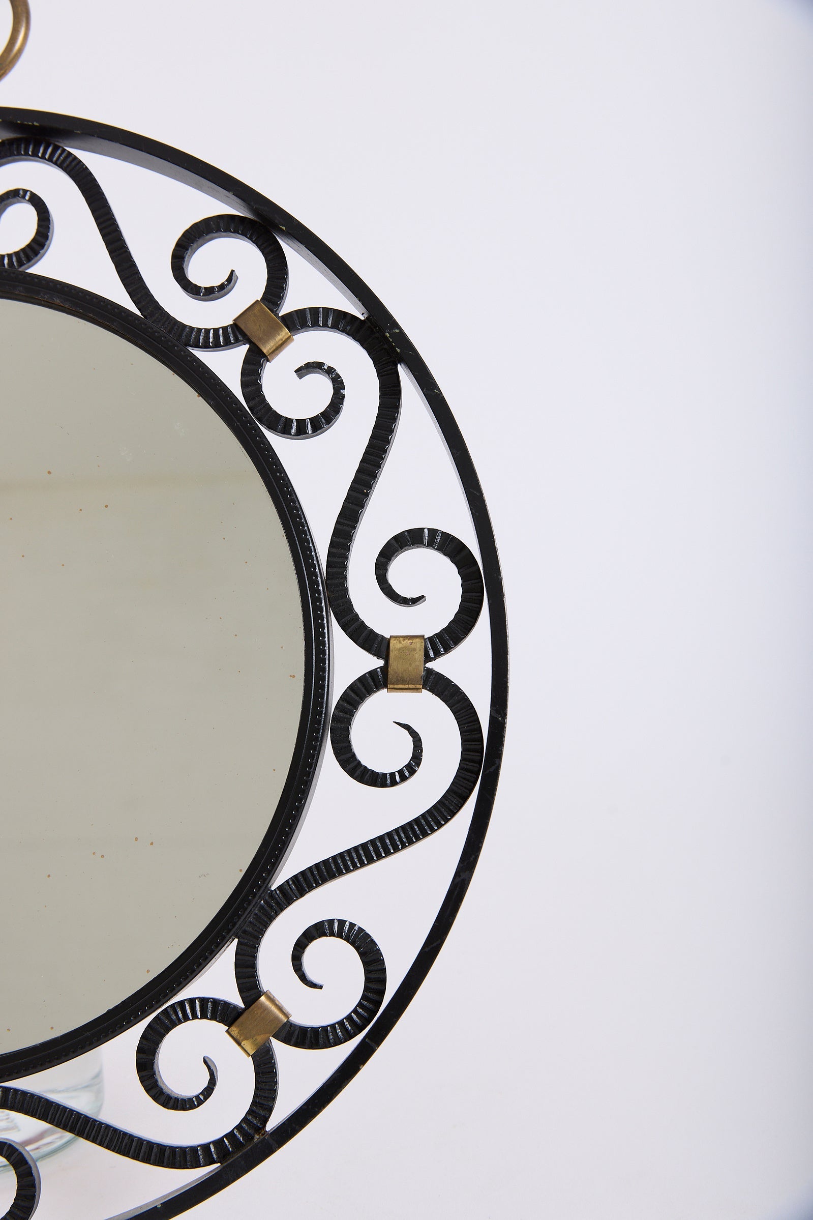 Wrought Iron and Brass Mirror