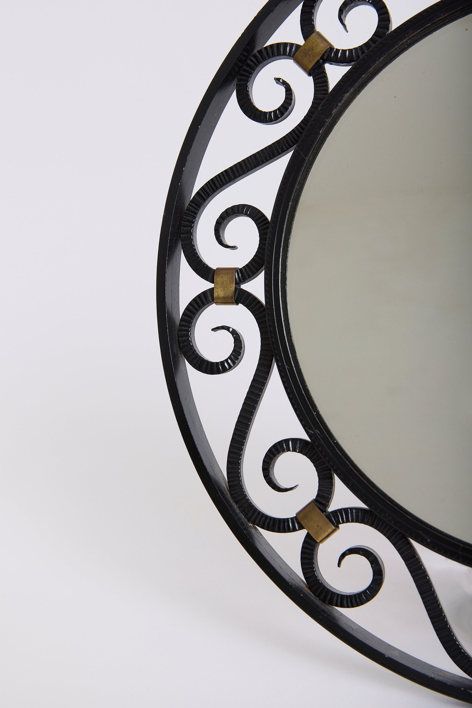 Wrought Iron and Brass Mirror