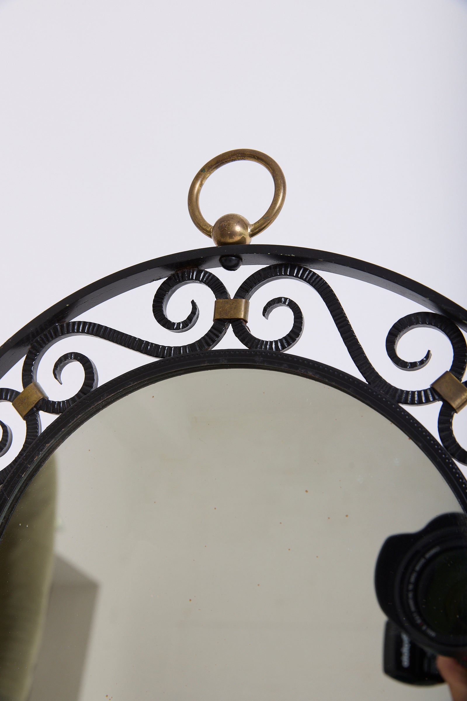 Wrought Iron and Brass Mirror