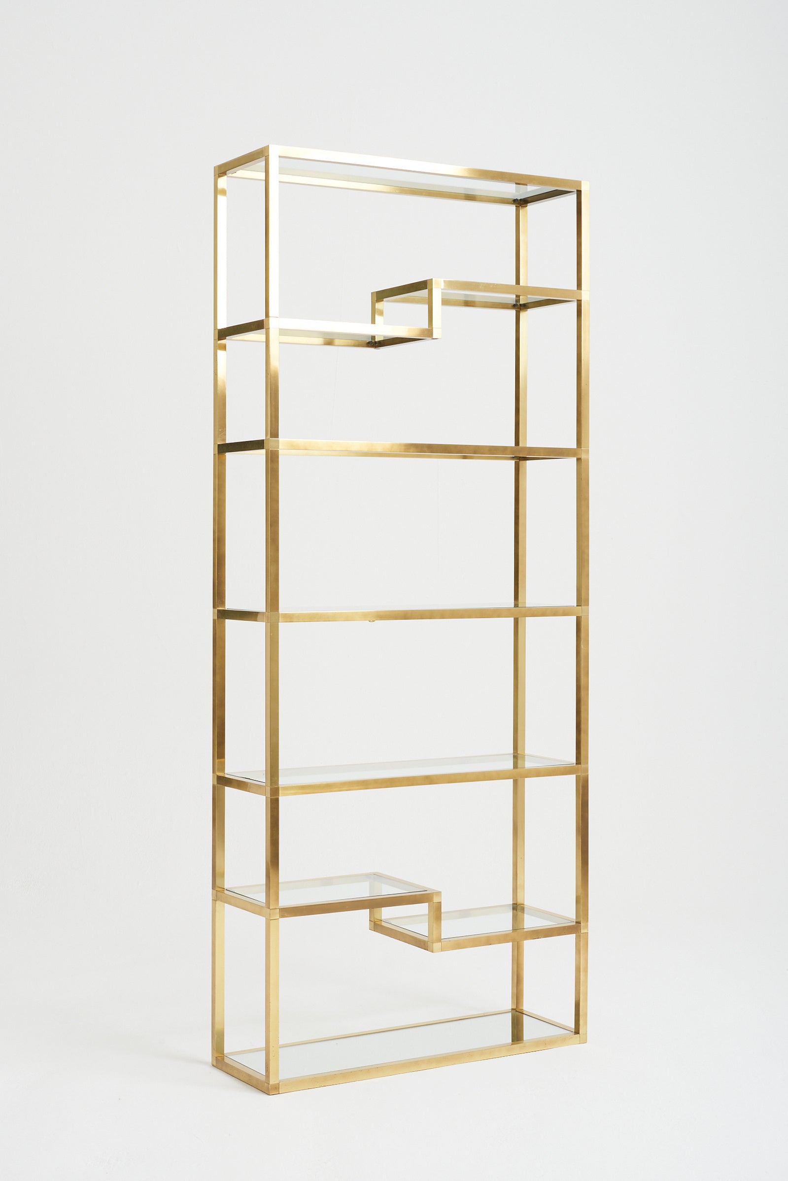 6927- Mid-Century Brass and Glass Etagère