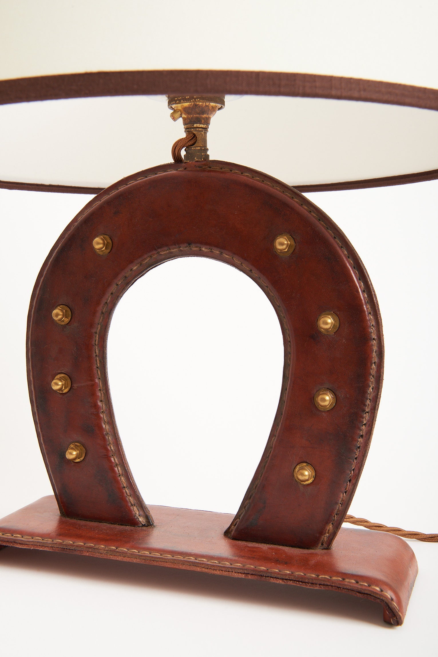 Pair of Leather Table Lamps by Jacques Adnet (1900-1984)