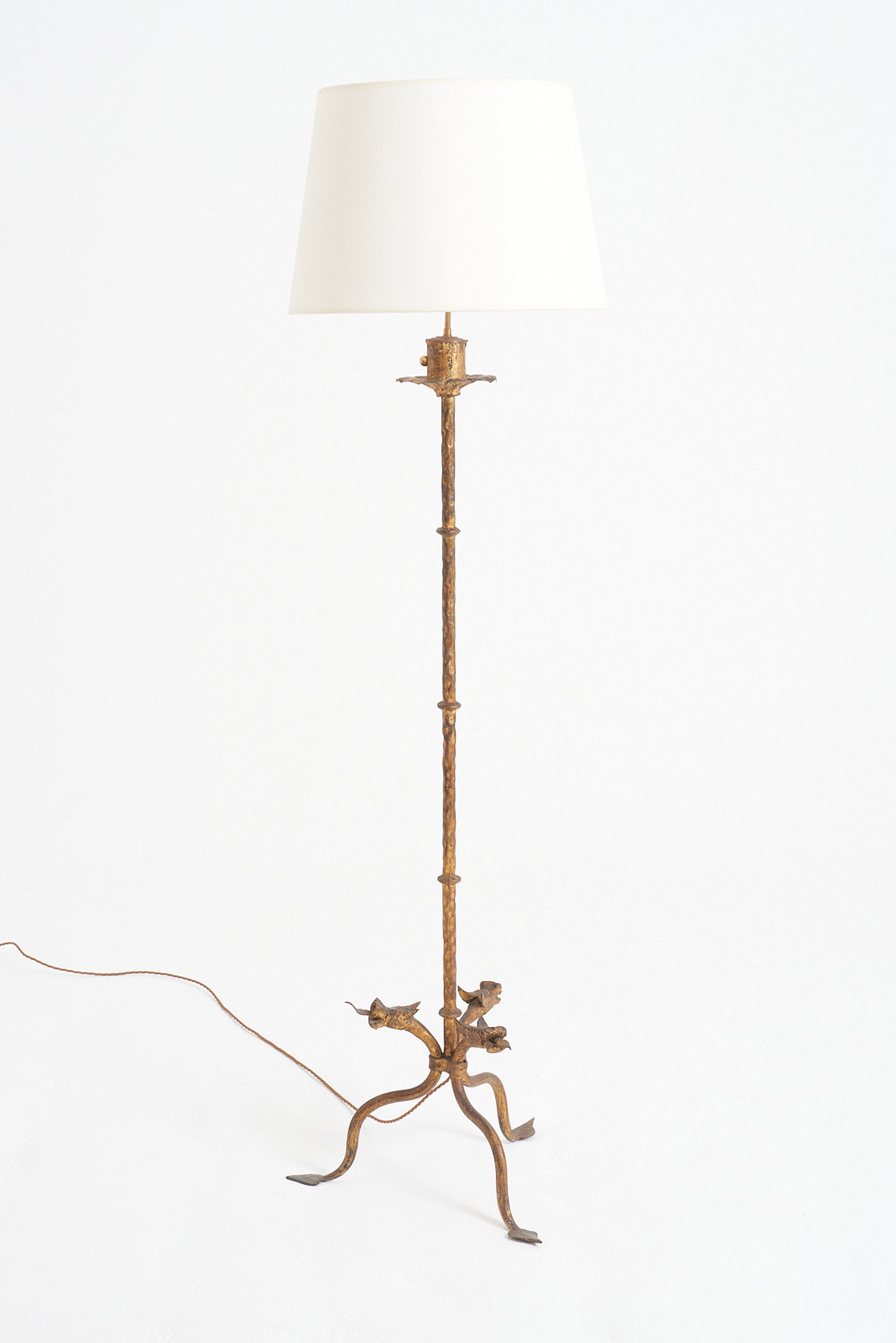 7136- Gilt Iron Floor Lamp with Satyrs