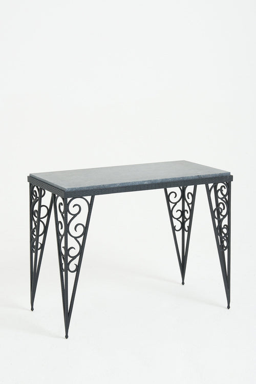 7192- Art Deco Marble Top Console Table