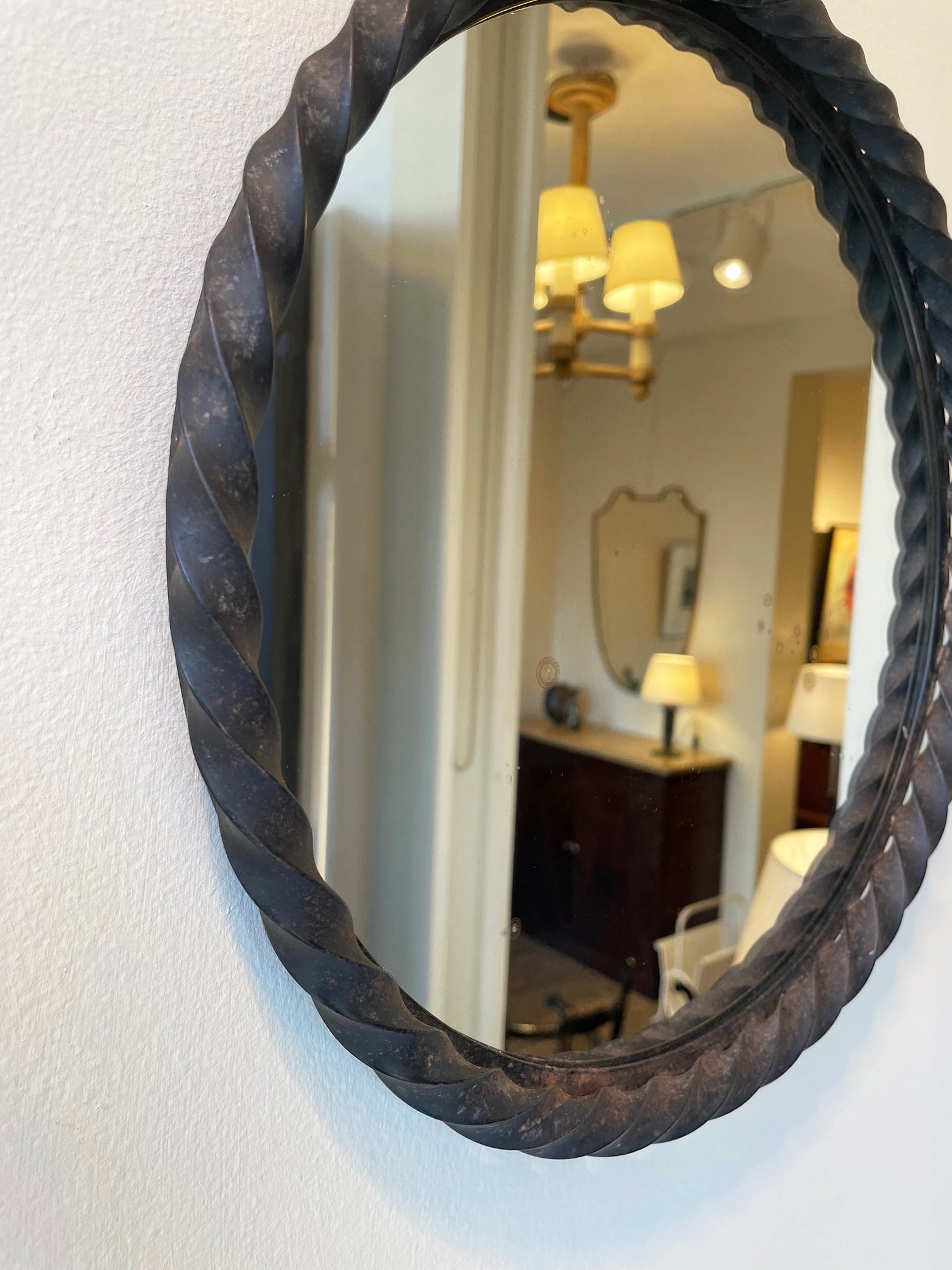 Mid-Century Round Mirror