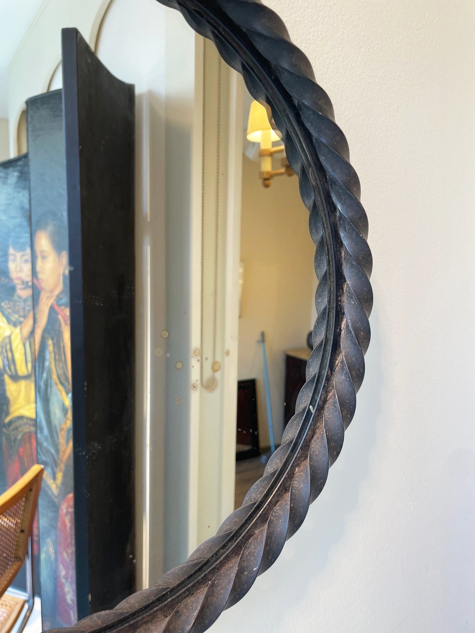 Mid-Century Round Mirror